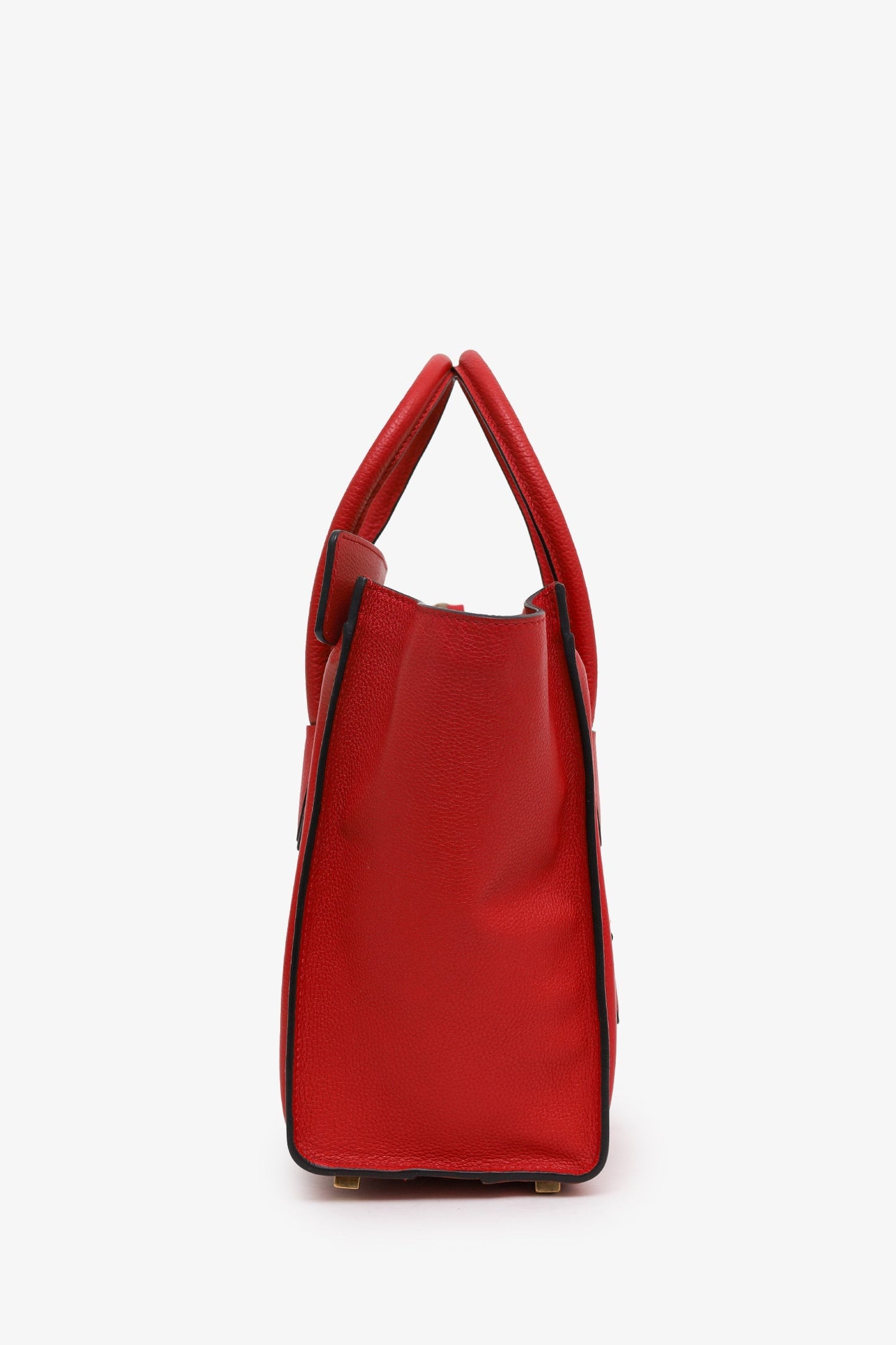 Celine Red Grained Calfskin Micro Luggage Tote