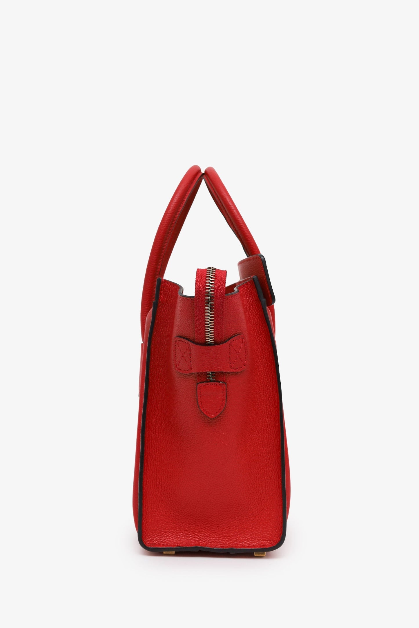 Celine Red Grained Calfskin Micro Luggage Tote