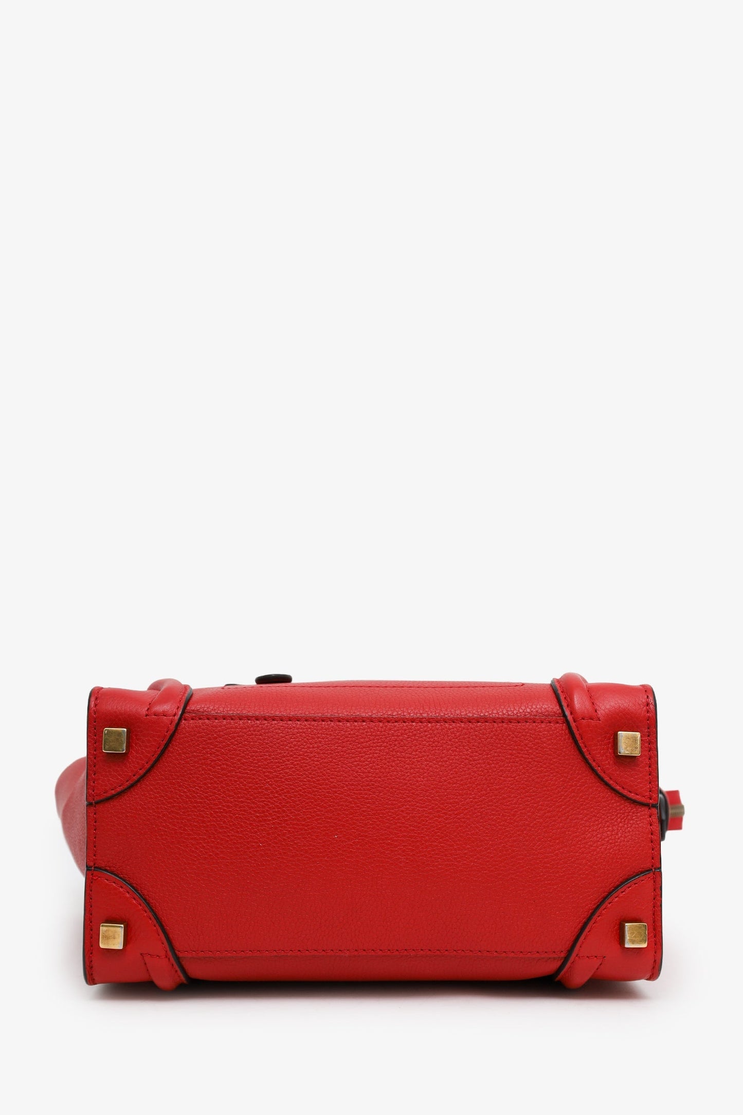 Celine Red Grained Calfskin Micro Luggage Tote