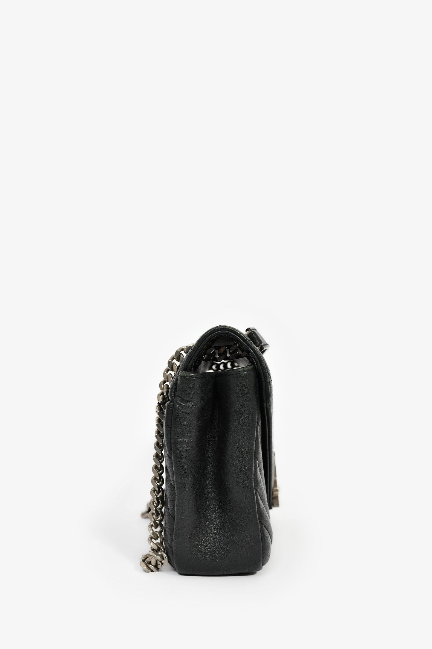 Saint Laurent Black Chevron Leather College Bag