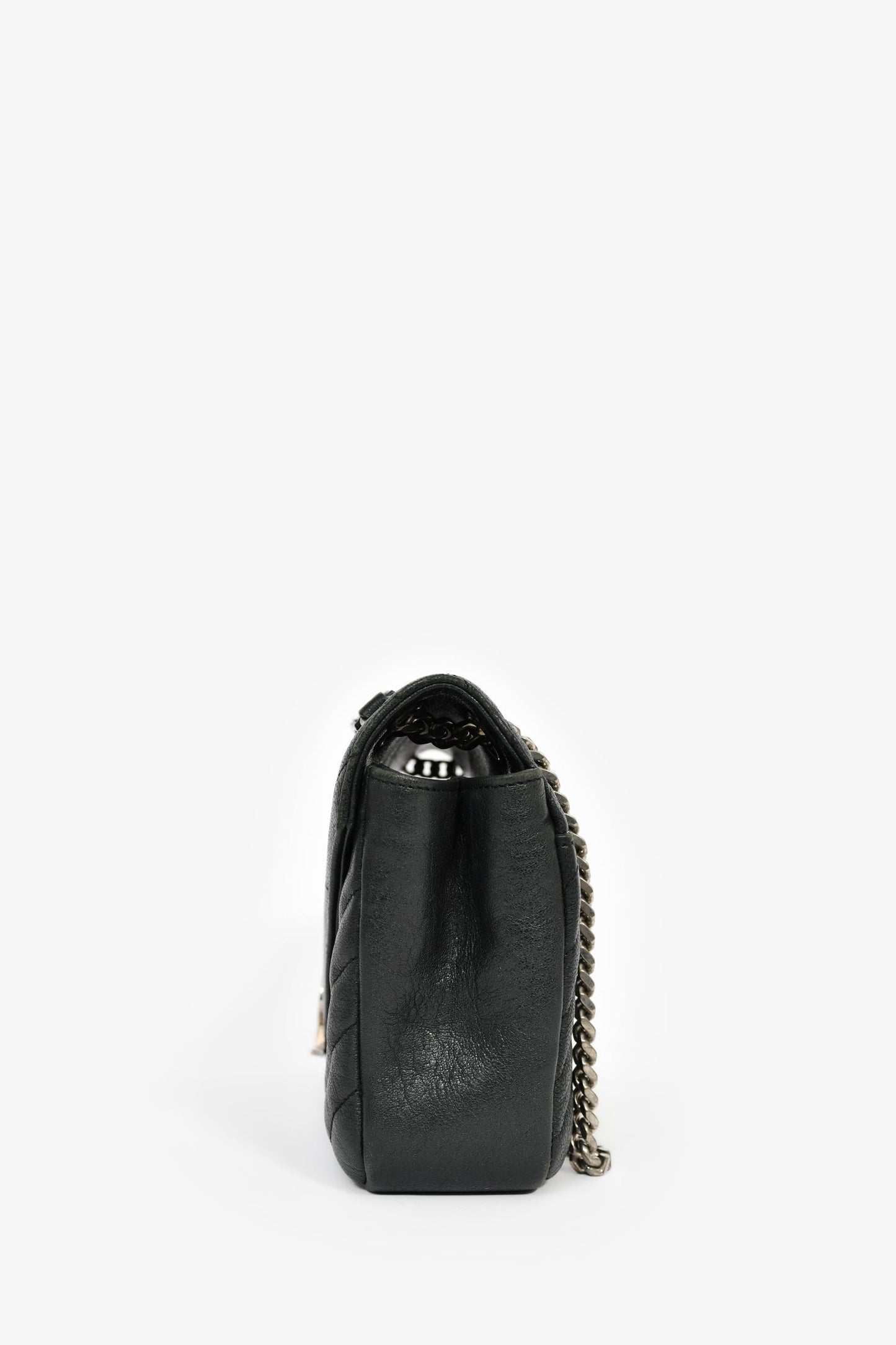 Saint Laurent Black Chevron Leather College Bag