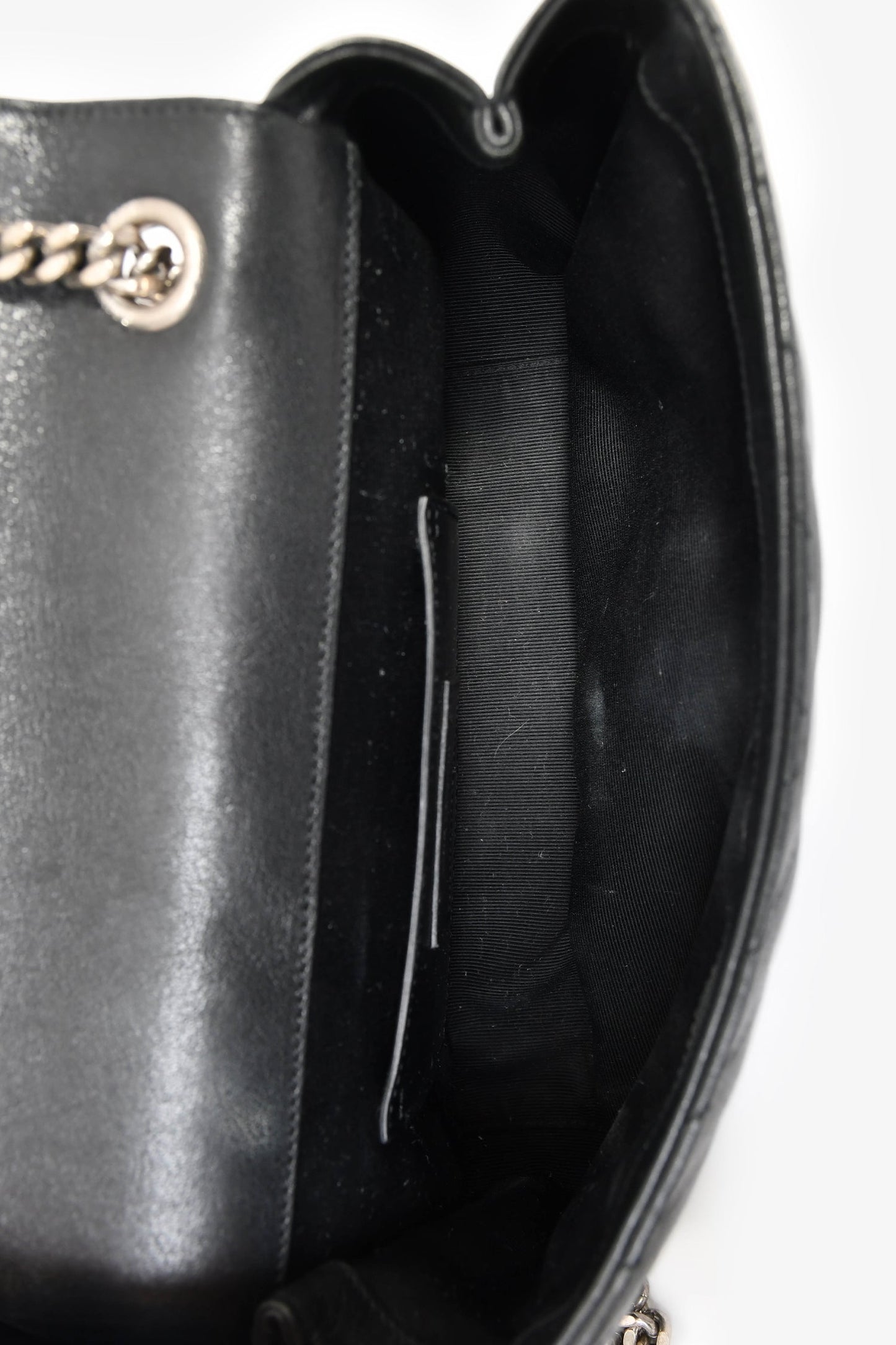 Saint Laurent Black Chevron Leather College Bag