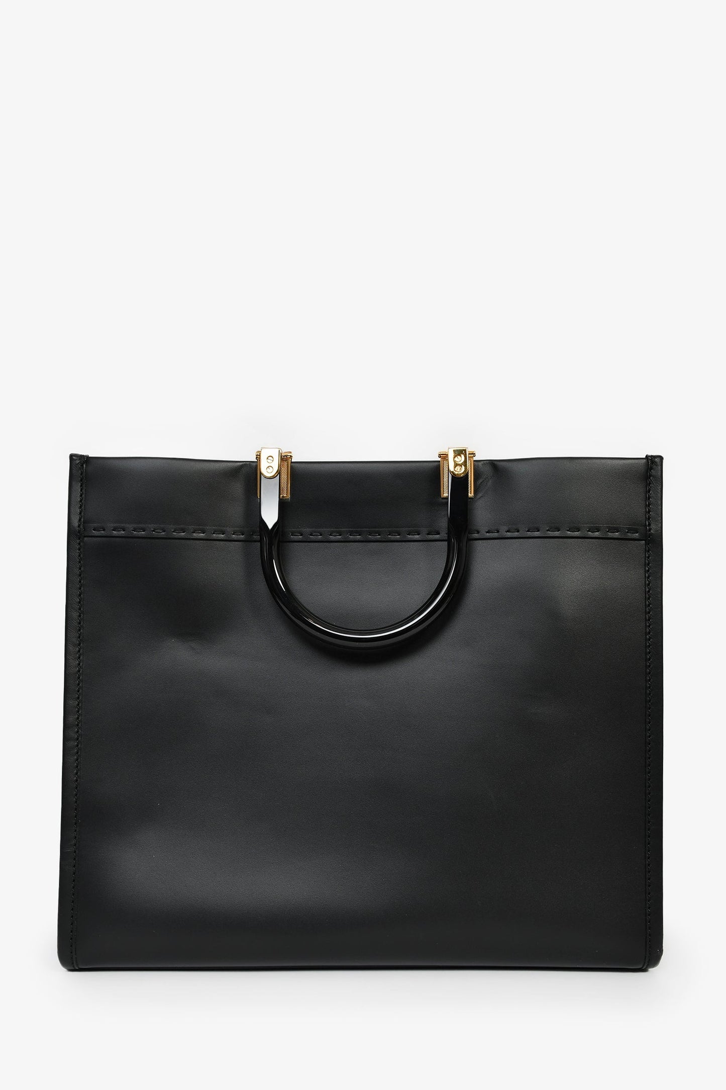 Fendi x Versace Black Leather 'Fendace Sunshine Shopper' Tote