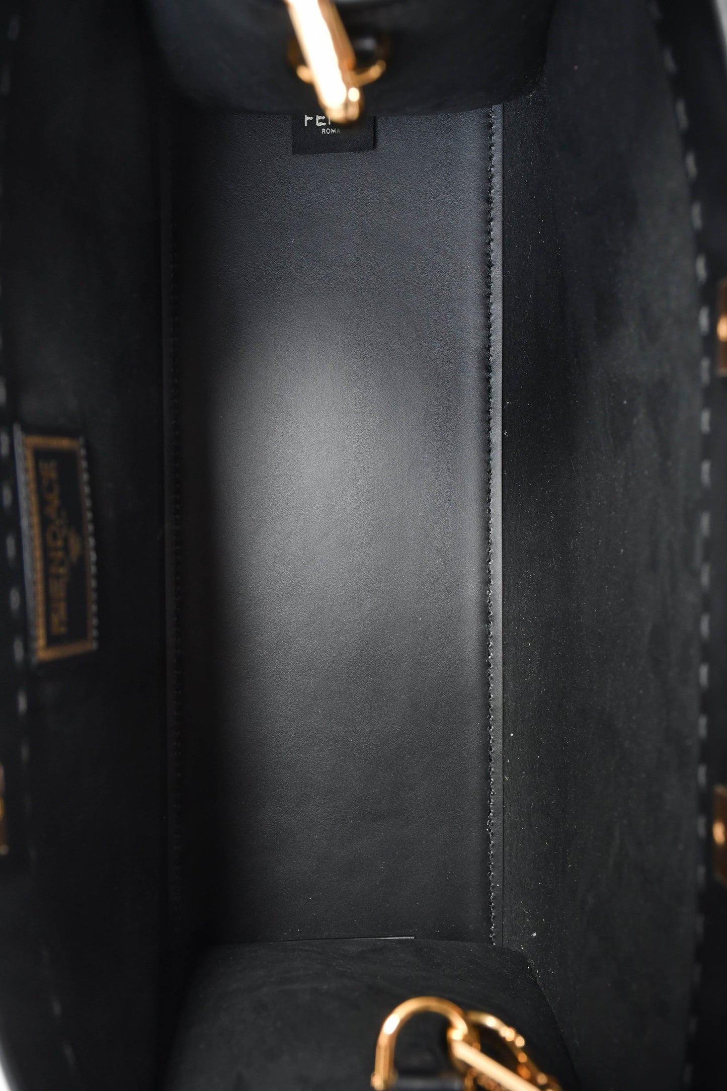 Fendi x Versace Black Leather 'Fendace Sunshine Shopper' Tote
