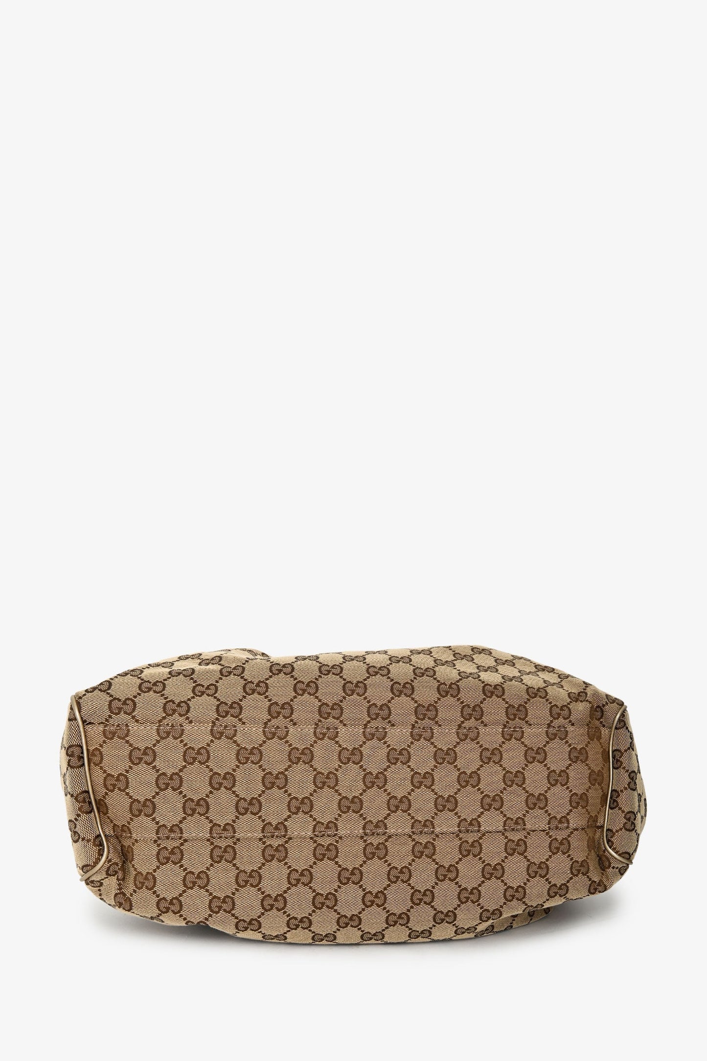 Gucci Beige/Gold Leather Trim GG Canvas Medium Sukey Tote Bag