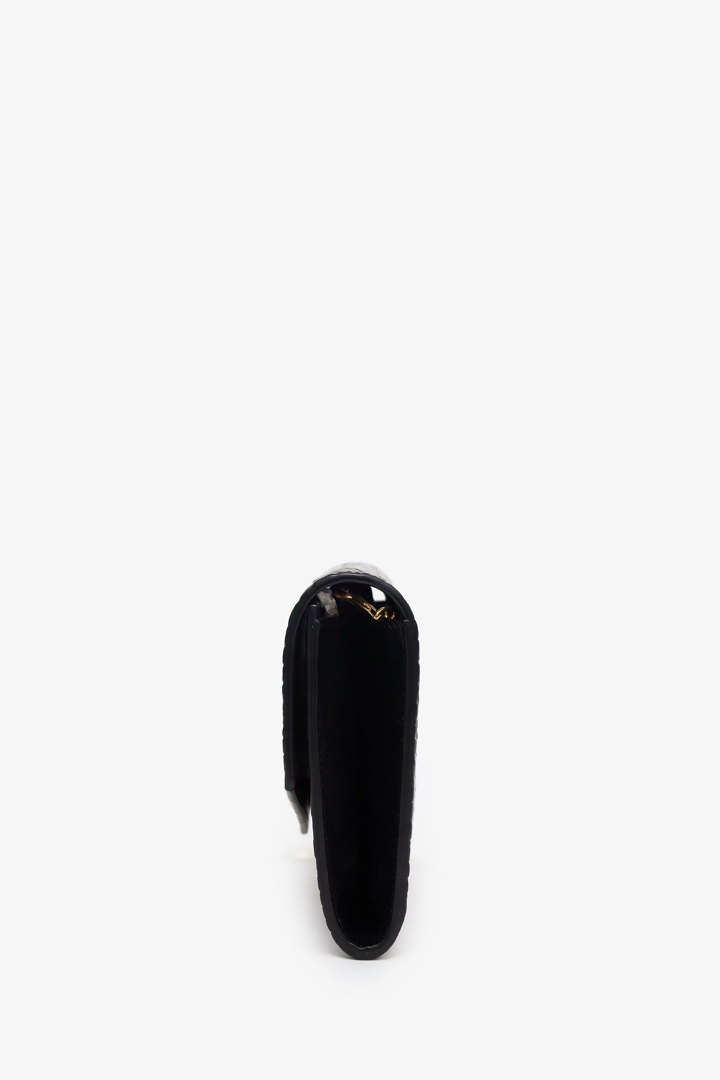 Saint Laurent Black Croc Embossed Leather Uptown Chain Wallet With Insert