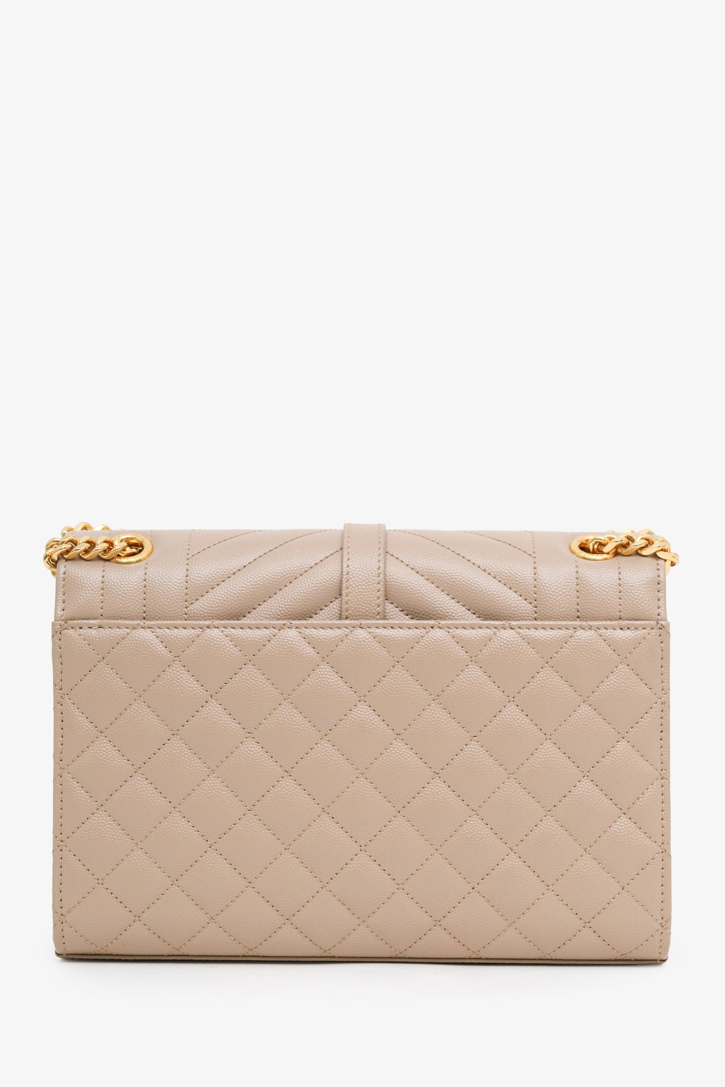 Saint Laurent Beige Grained Leather Small Envelope Bag