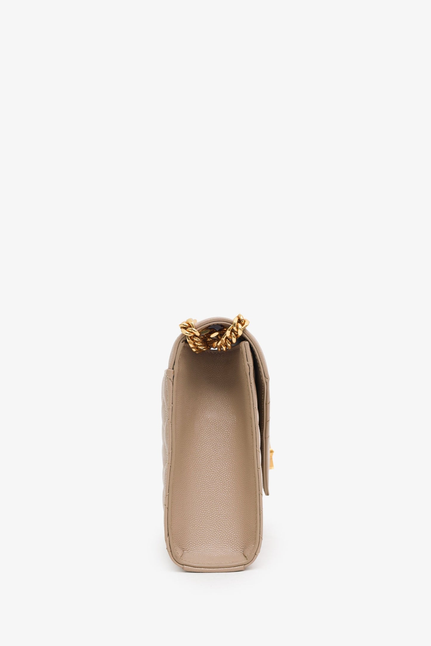 Saint Laurent Beige Grained Leather Small Envelope Bag