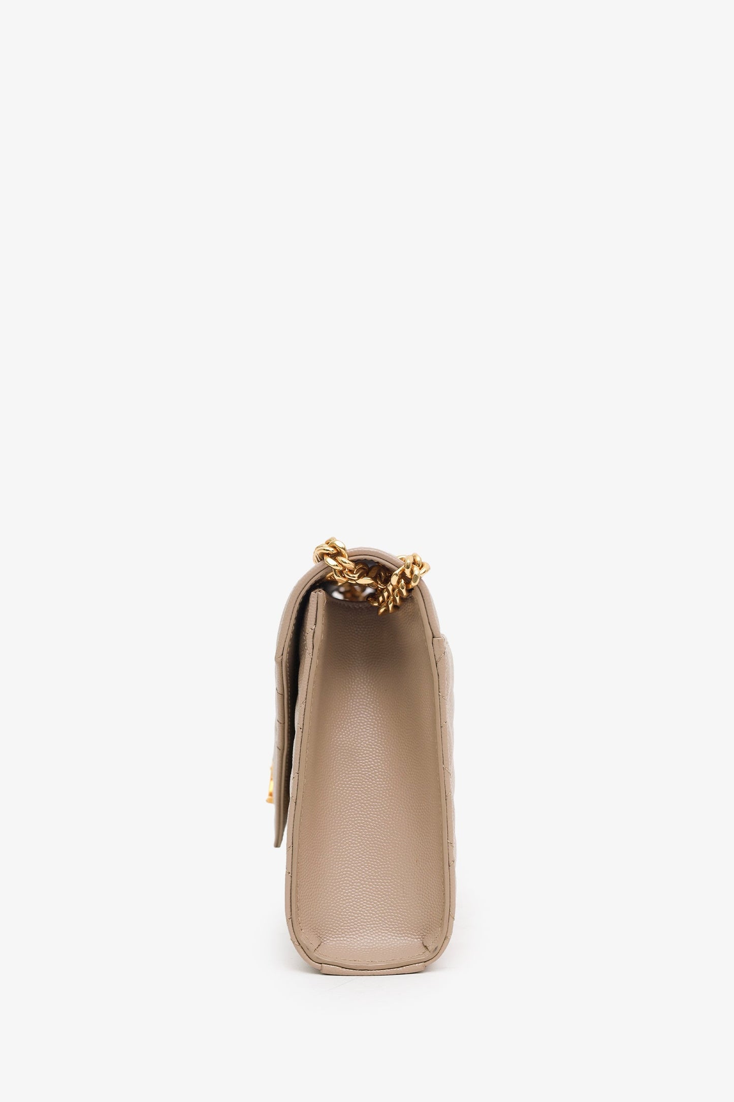 Saint Laurent Beige Grained Leather Small Envelope Bag