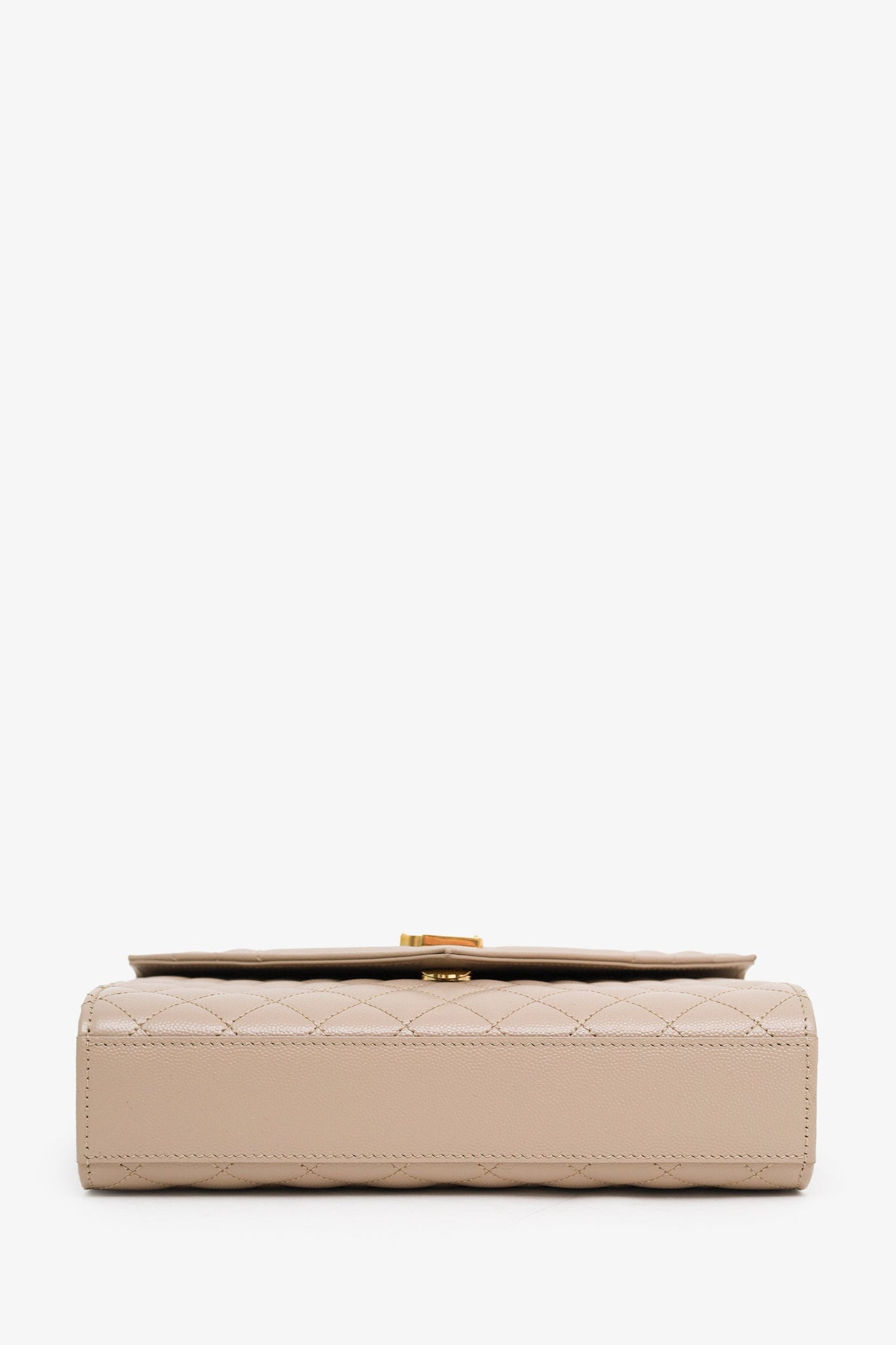 Saint Laurent Beige Grained Leather Small Envelope Bag