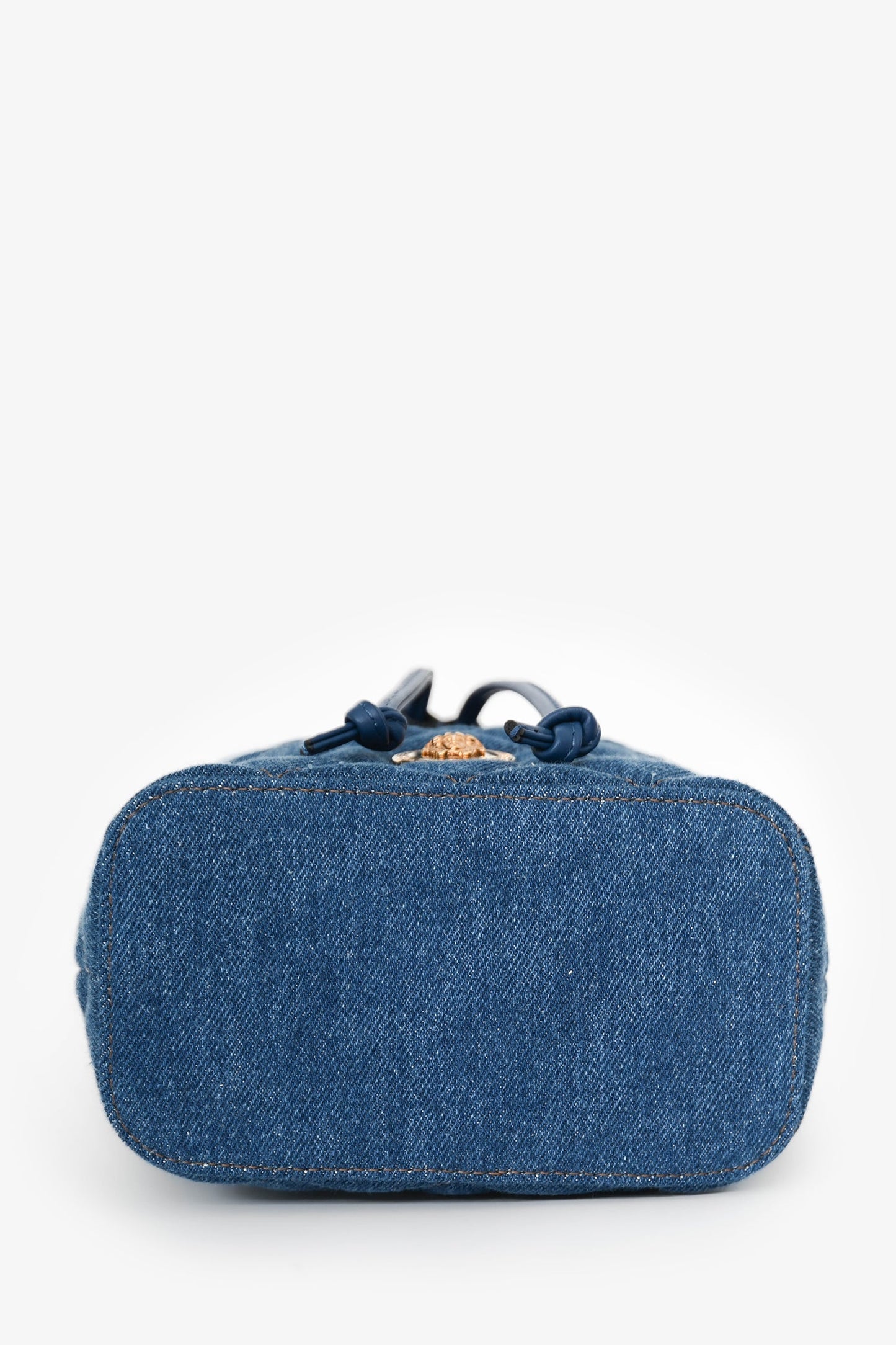 Versace Blue Denim Quilted Bucket Bag