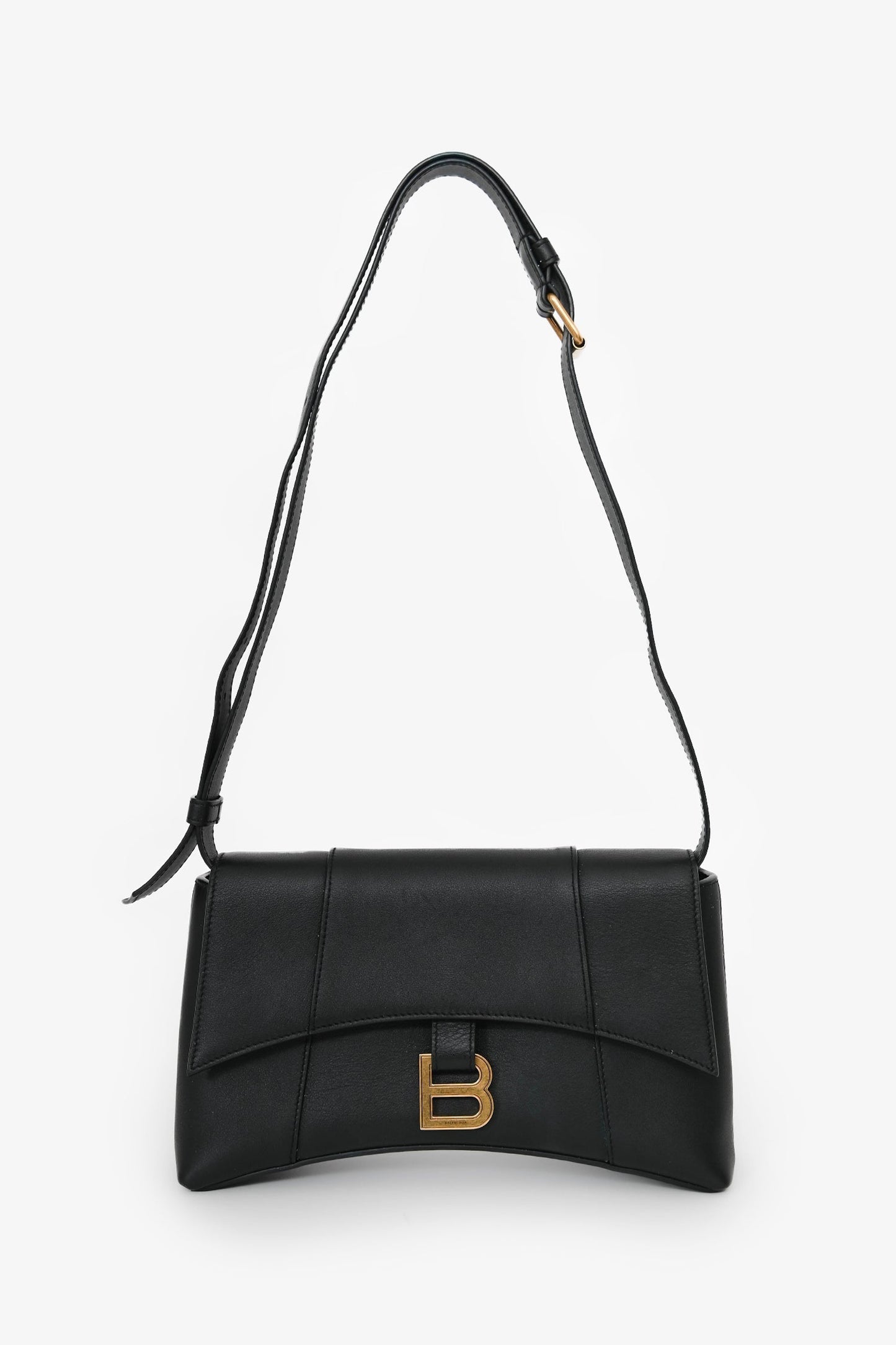 Balenciaga Black Leather Downtown Shoulder Bag