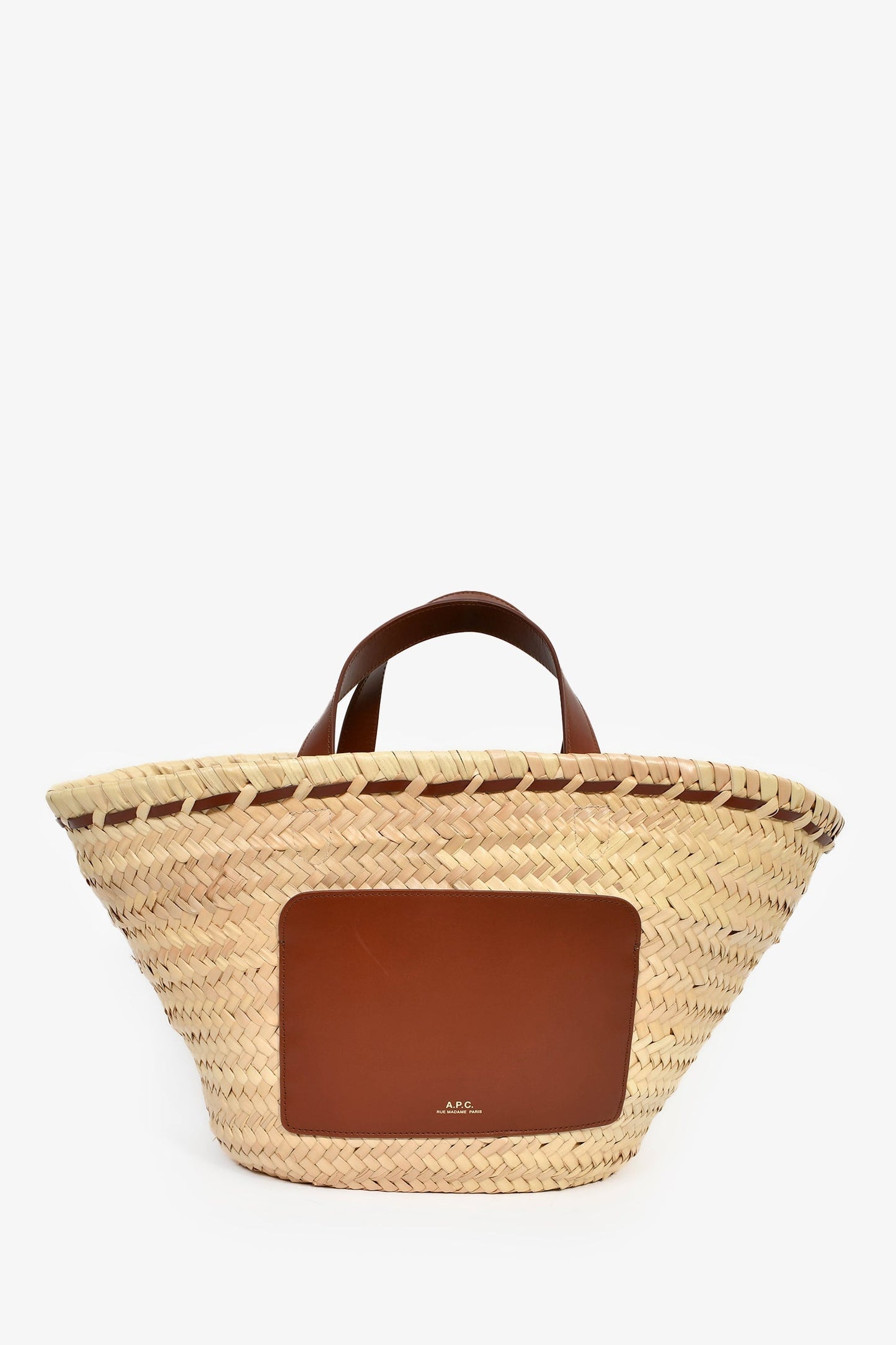 A.P.C. Raffia/Brown Leather 'Zoe' Tote Bag