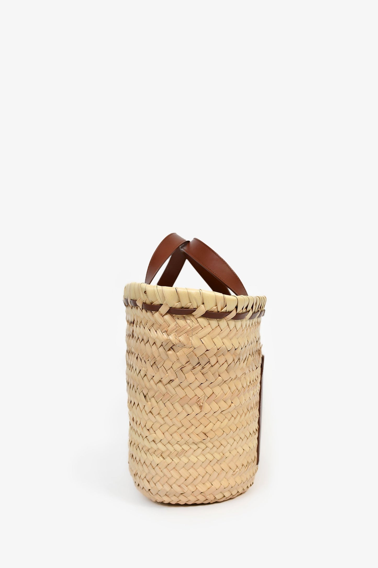 A.P.C. Raffia/Brown Leather 'Zoe' Tote Bag