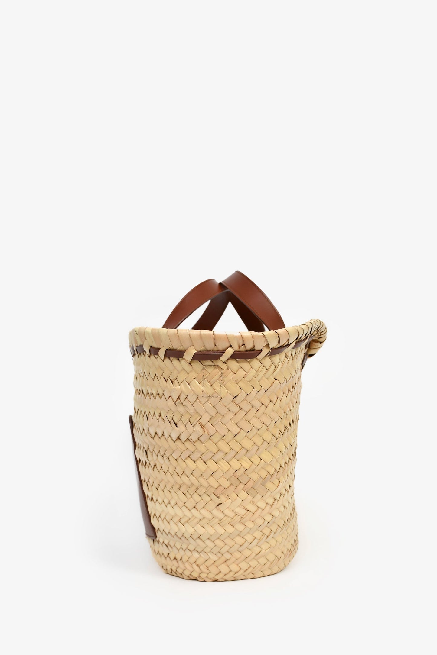 A.P.C. Raffia/Brown Leather 'Zoe' Tote Bag