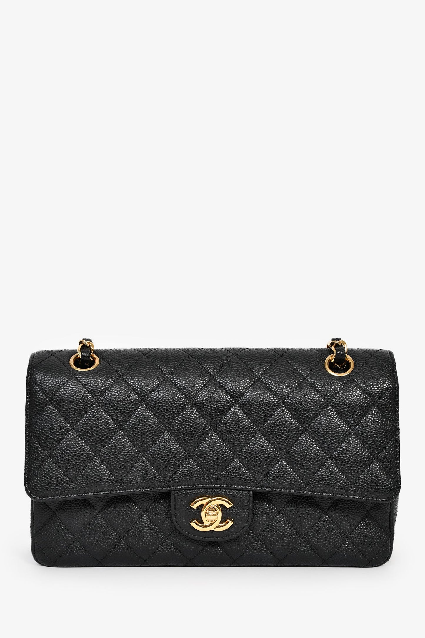Chanel™ 2012 Black Quilted Caviar Leather Medium Classic Double Flap