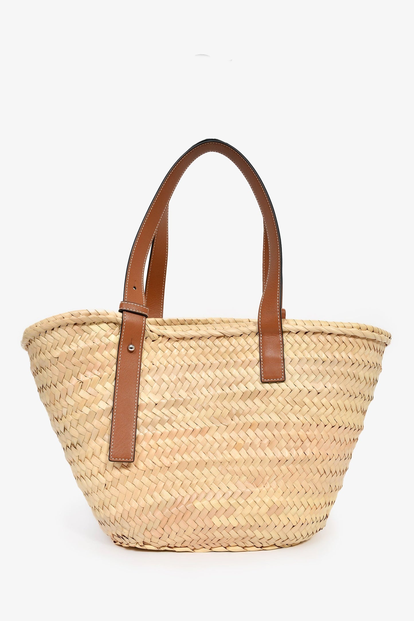 Loewe Palm Leaf/Brown Leather Classic Medium Basket Bag