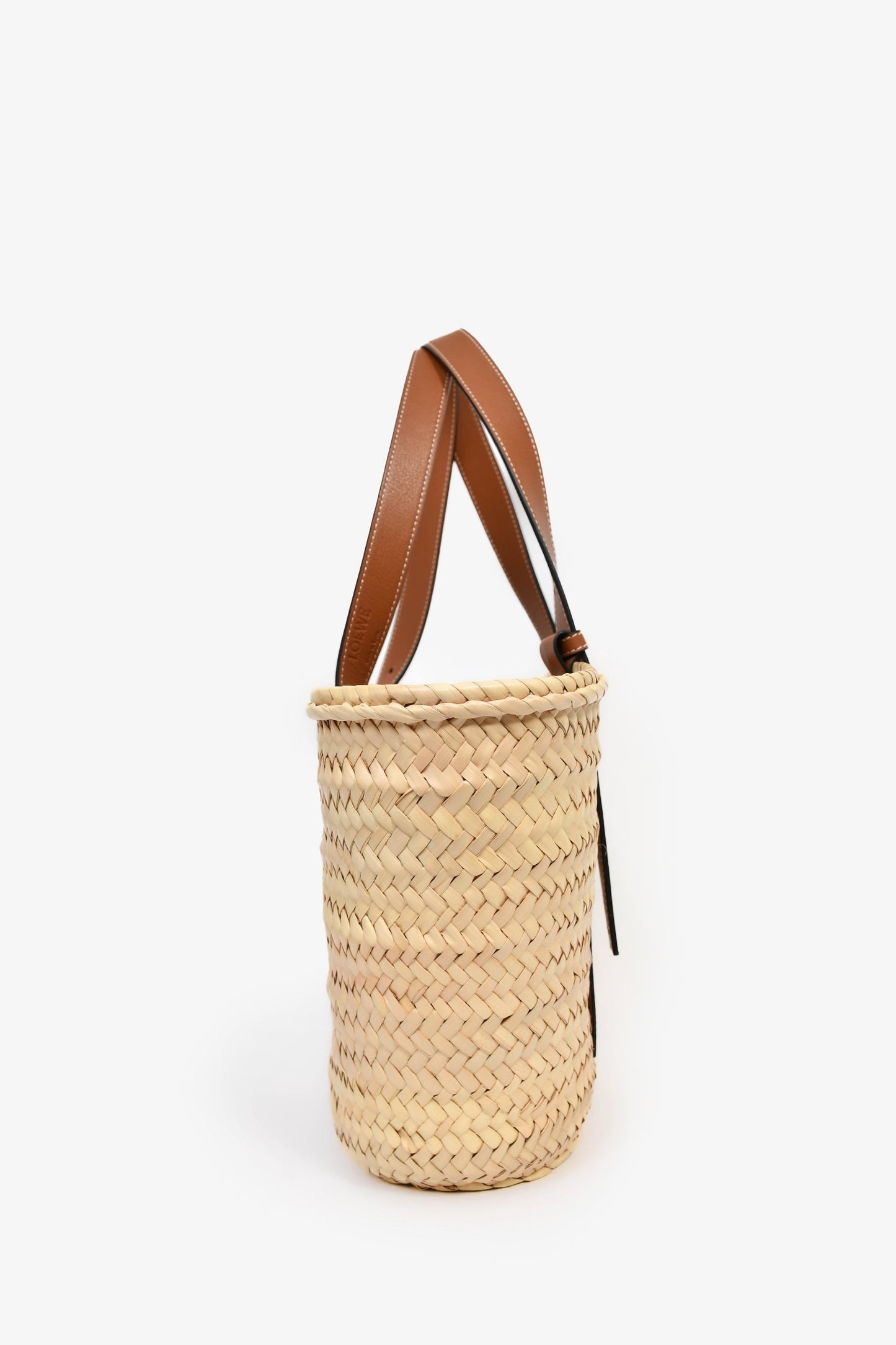 Loewe Palm Leaf/Brown Leather Classic Medium Basket Bag