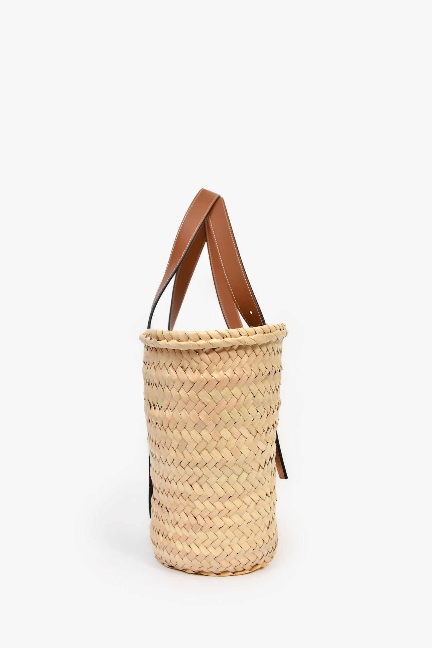 Loewe Palm Leaf/Brown Leather Classic Medium Basket Bag