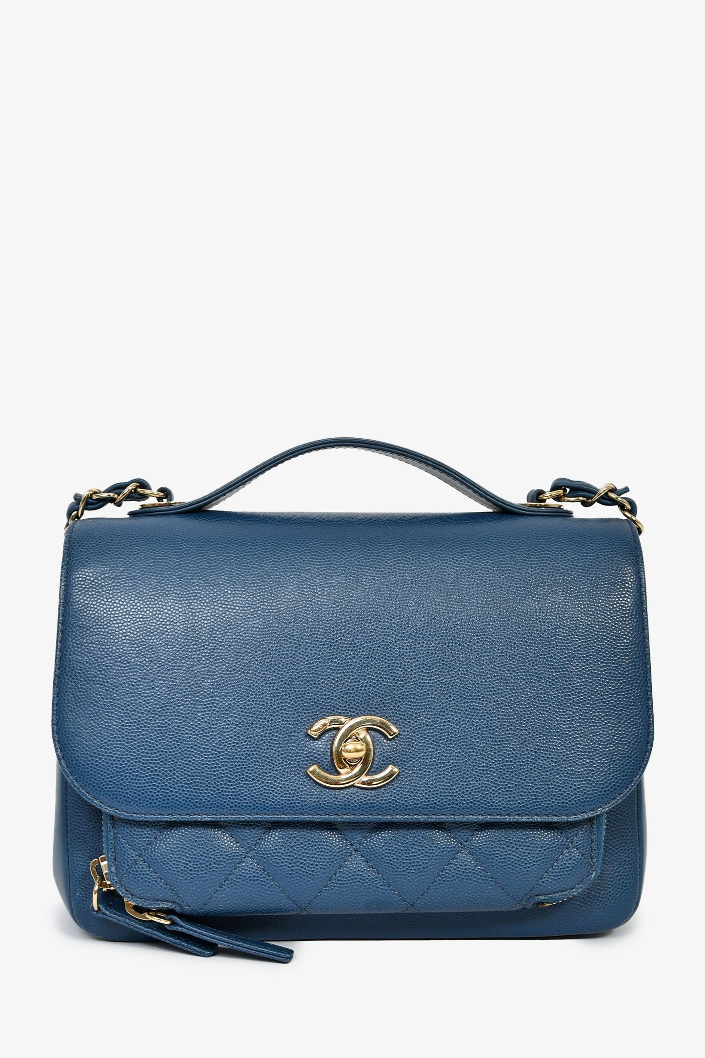 Chanel™ 2018 Blue Caviar Leather Business Affinity Top Handle Bag