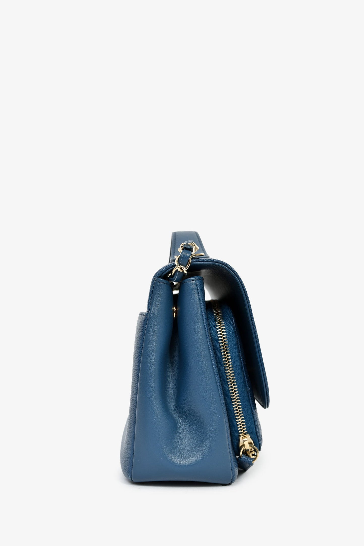 Chanel™ 2018 Blue Caviar Leather Business Affinity Top Handle Bag