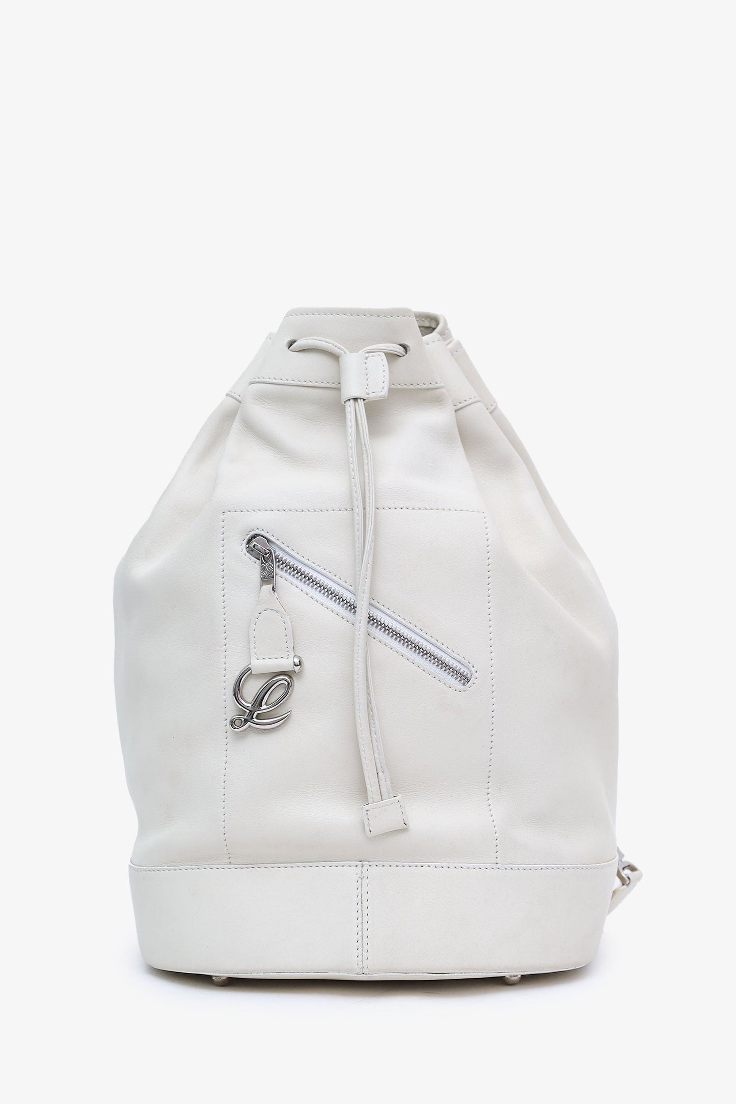 Loewe White Leather 'Anton' Backpack With Pouch