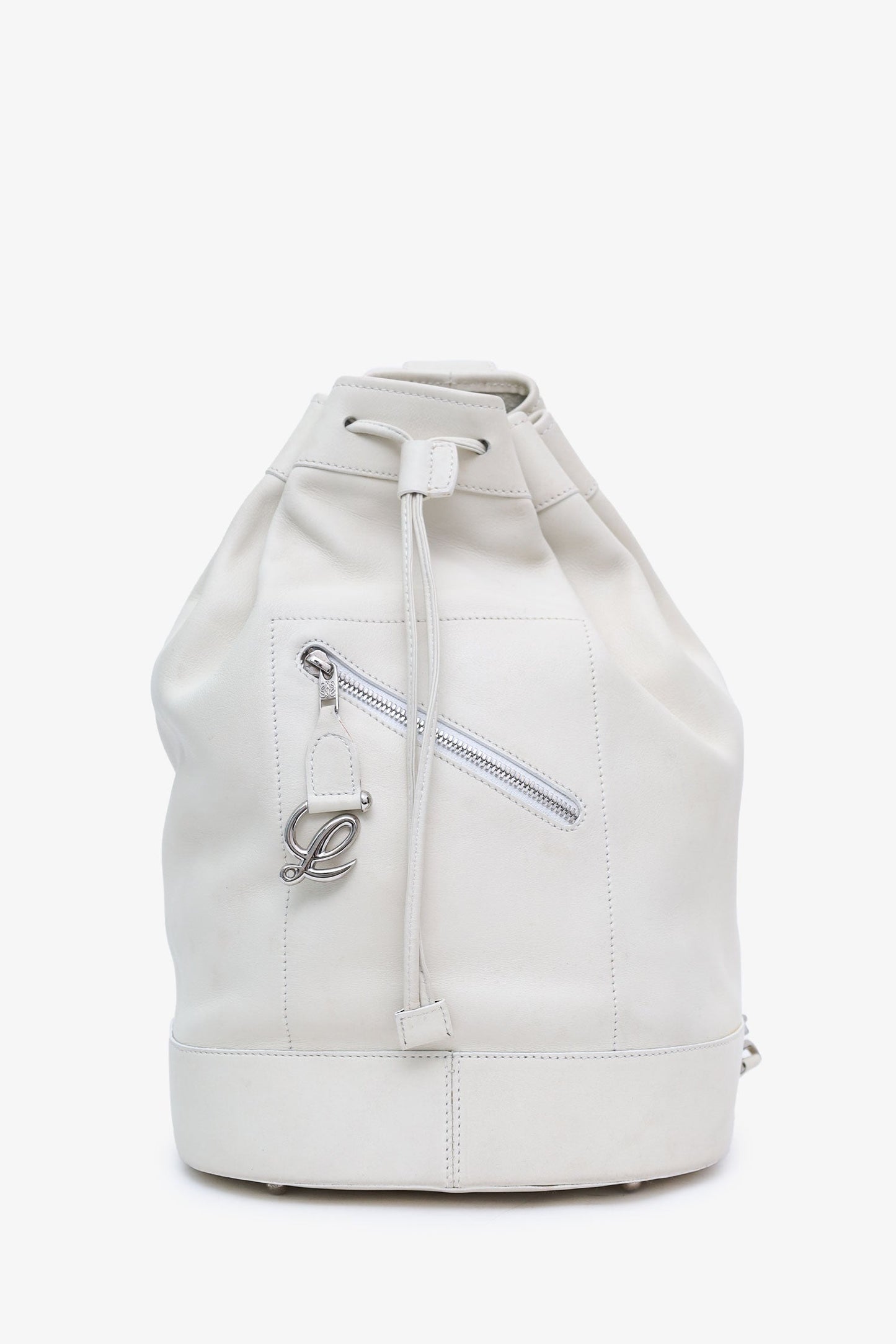 Loewe White Leather 'Anton' Backpack With Pouch