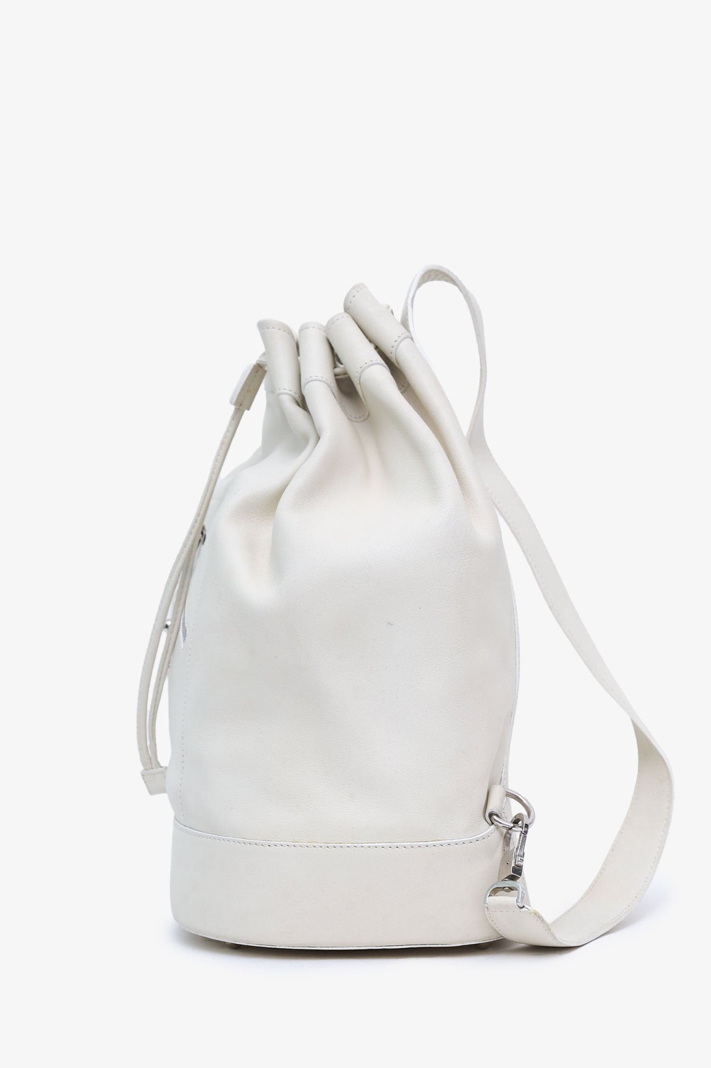 Loewe White Leather 'Anton' Backpack With Pouch
