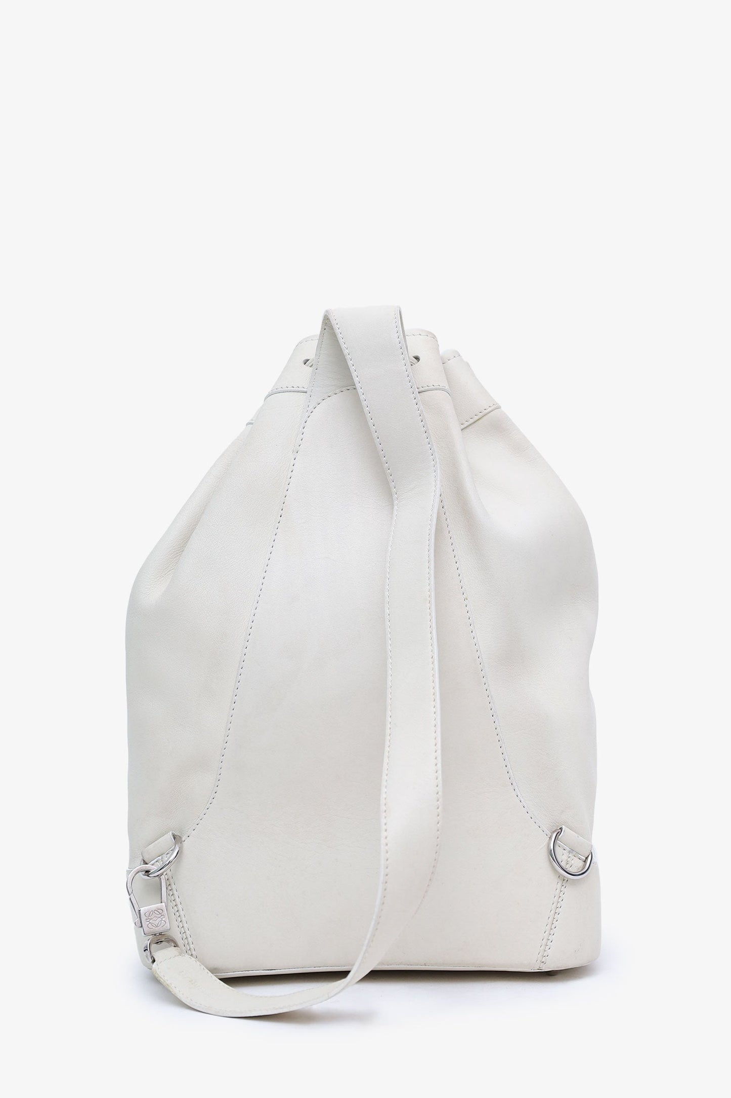 Loewe White Leather 'Anton' Backpack With Pouch