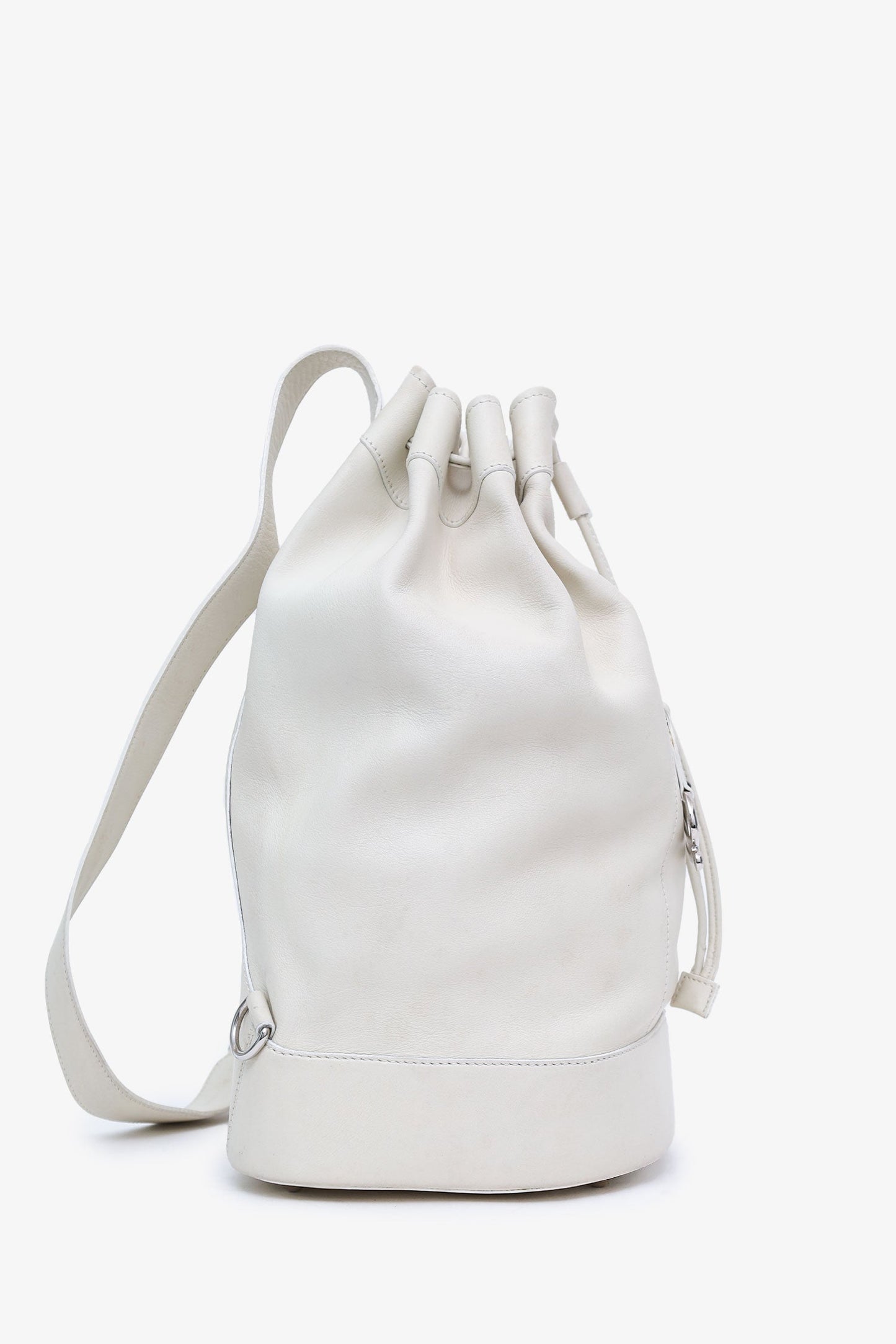 Loewe White Leather 'Anton' Backpack With Pouch