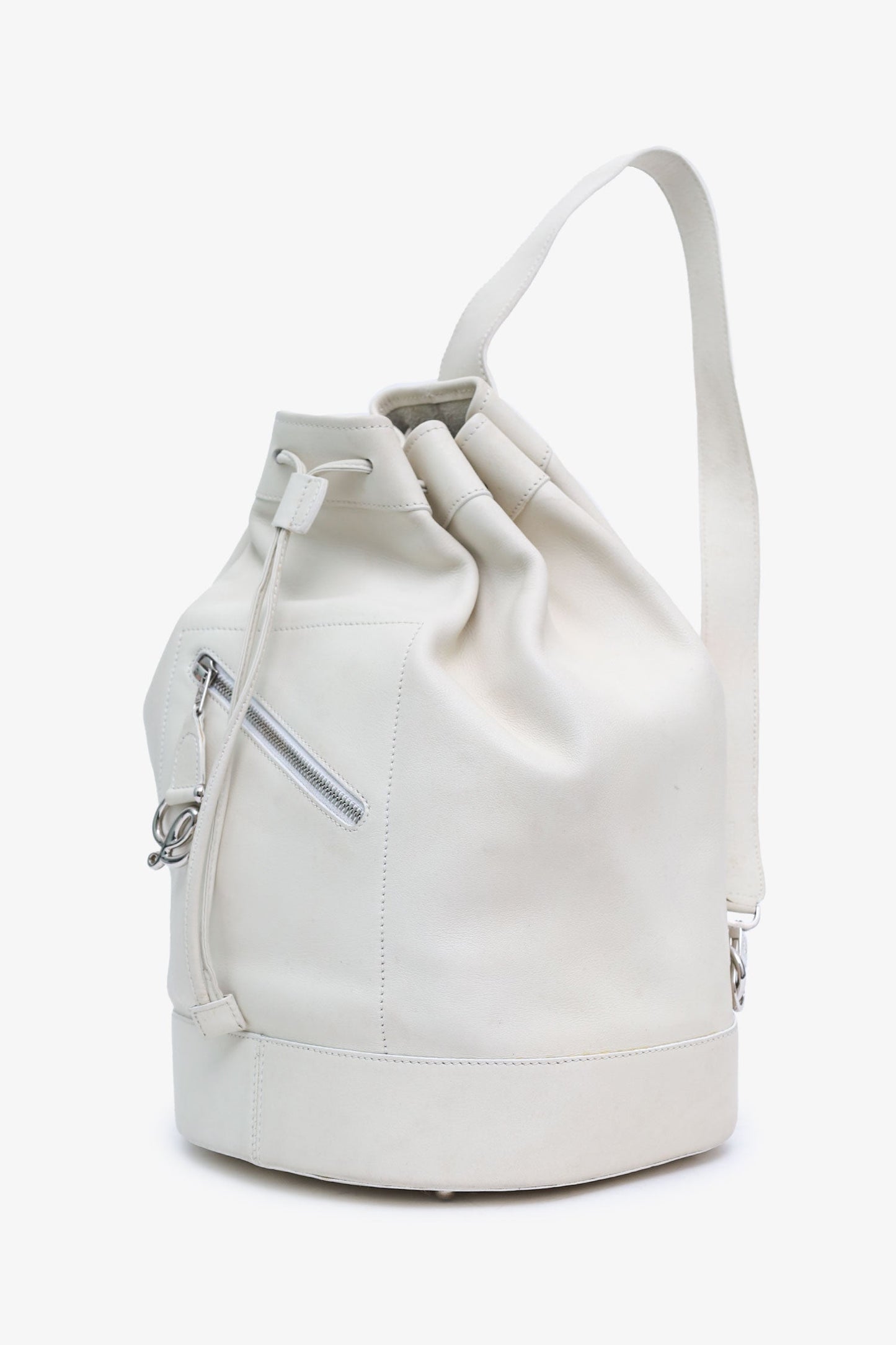 Loewe White Leather 'Anton' Backpack With Pouch