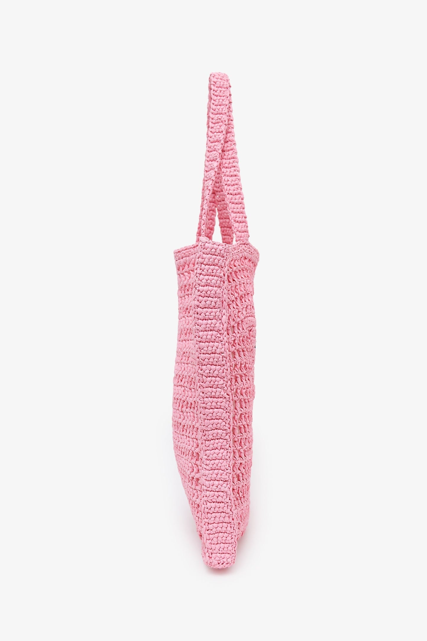 Prada Pink Raffia Crochet Logo Tote Bag