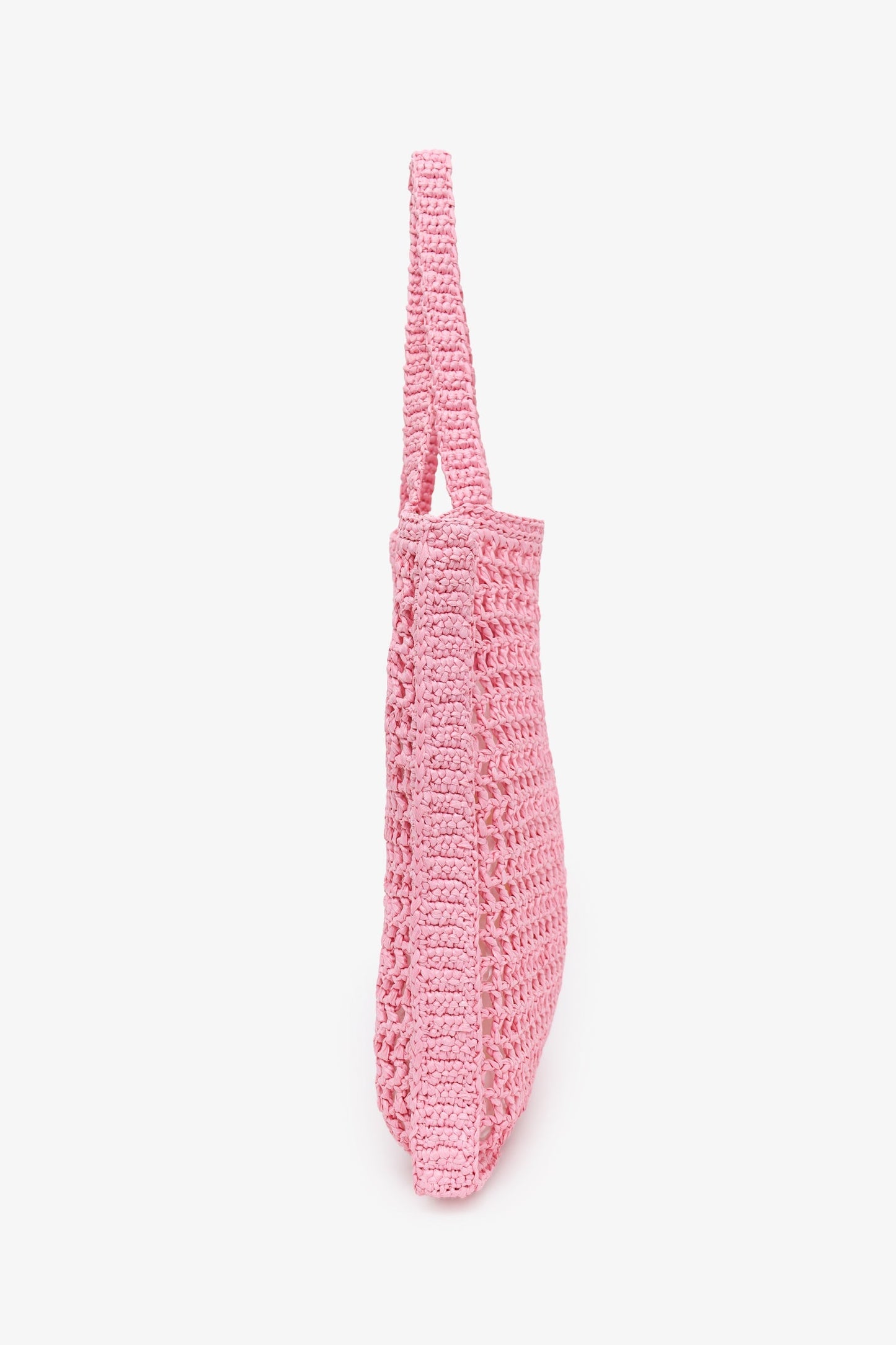 Prada Pink Raffia Crochet Logo Tote Bag