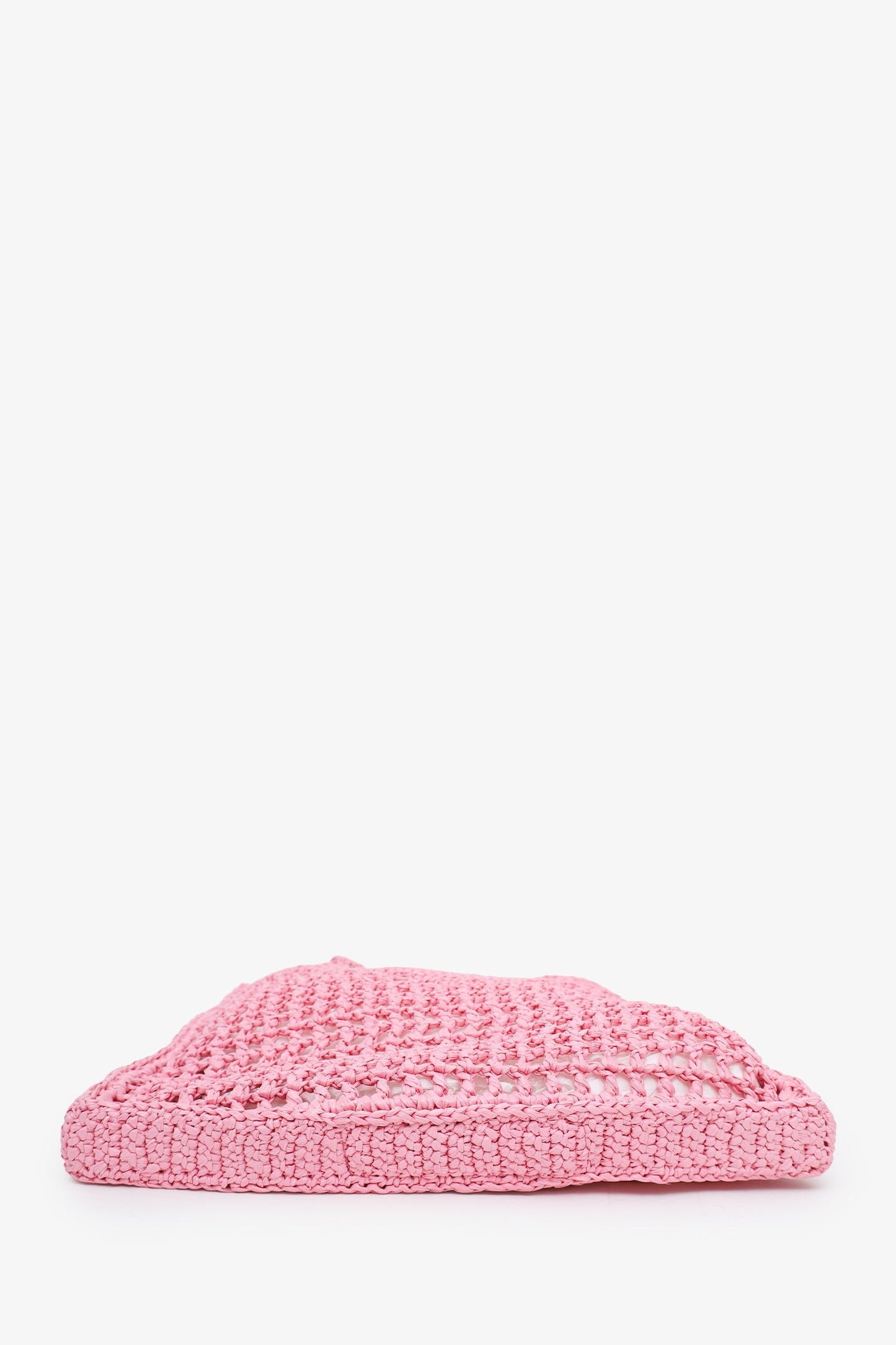 Prada Pink Raffia Crochet Logo Tote Bag