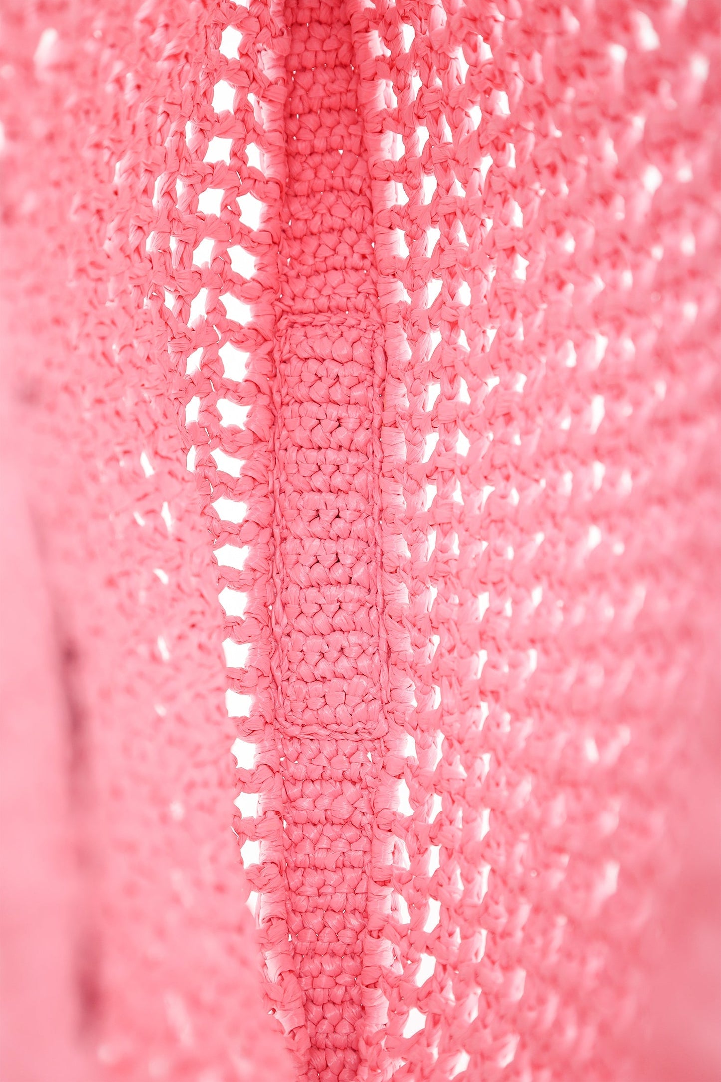 Prada Pink Raffia Crochet Logo Tote Bag