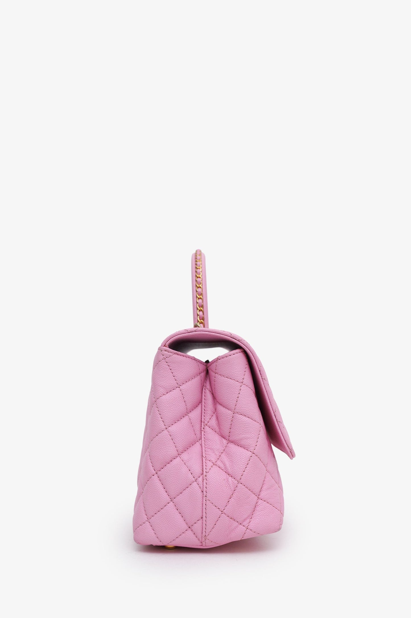 Chanel™ 23P Pink Caviar Medium Coco Top Handle Bag With Strap
