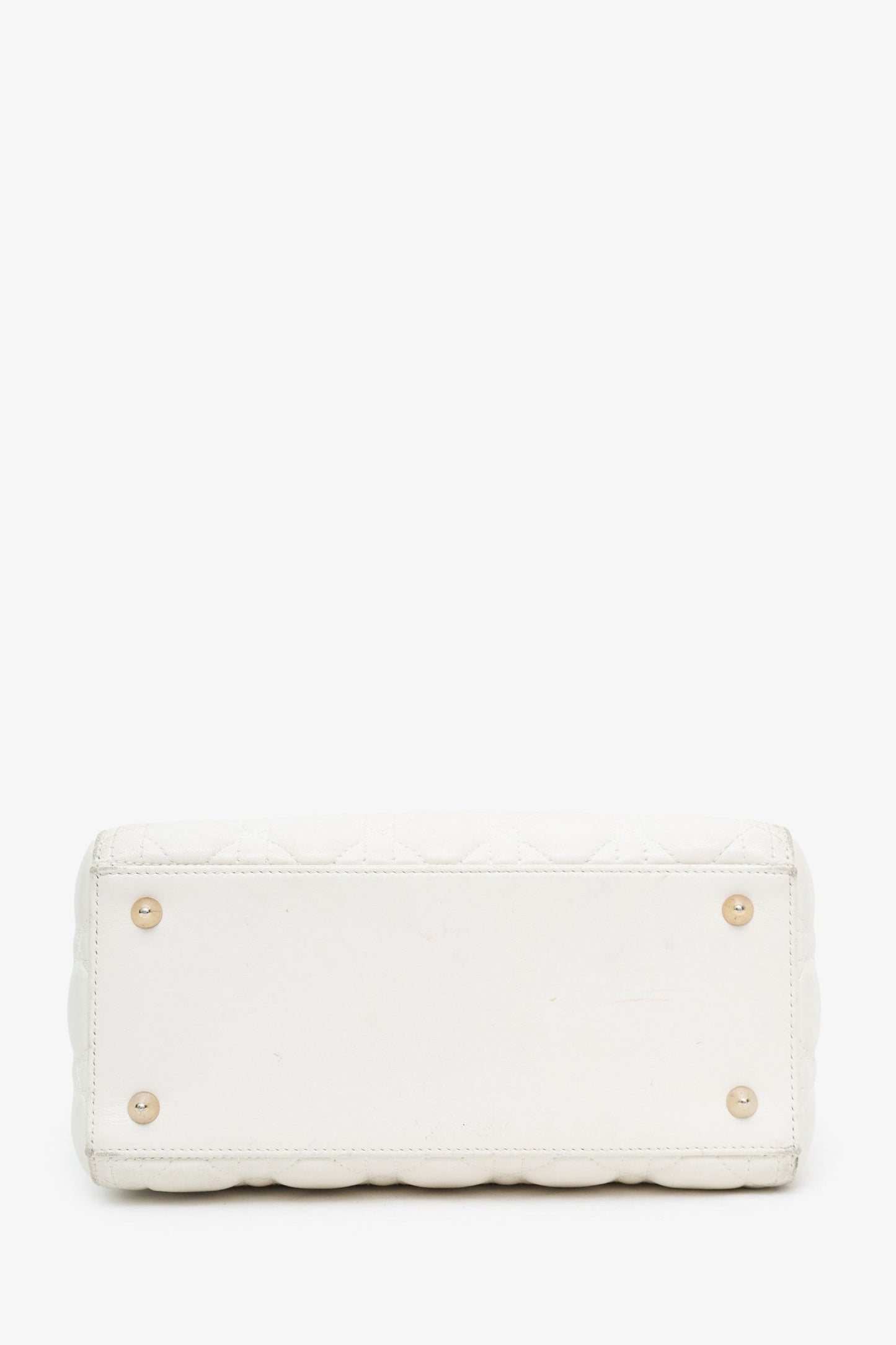 Christian Dior 2019 White Cannage Medium Lady Dior Top Handle