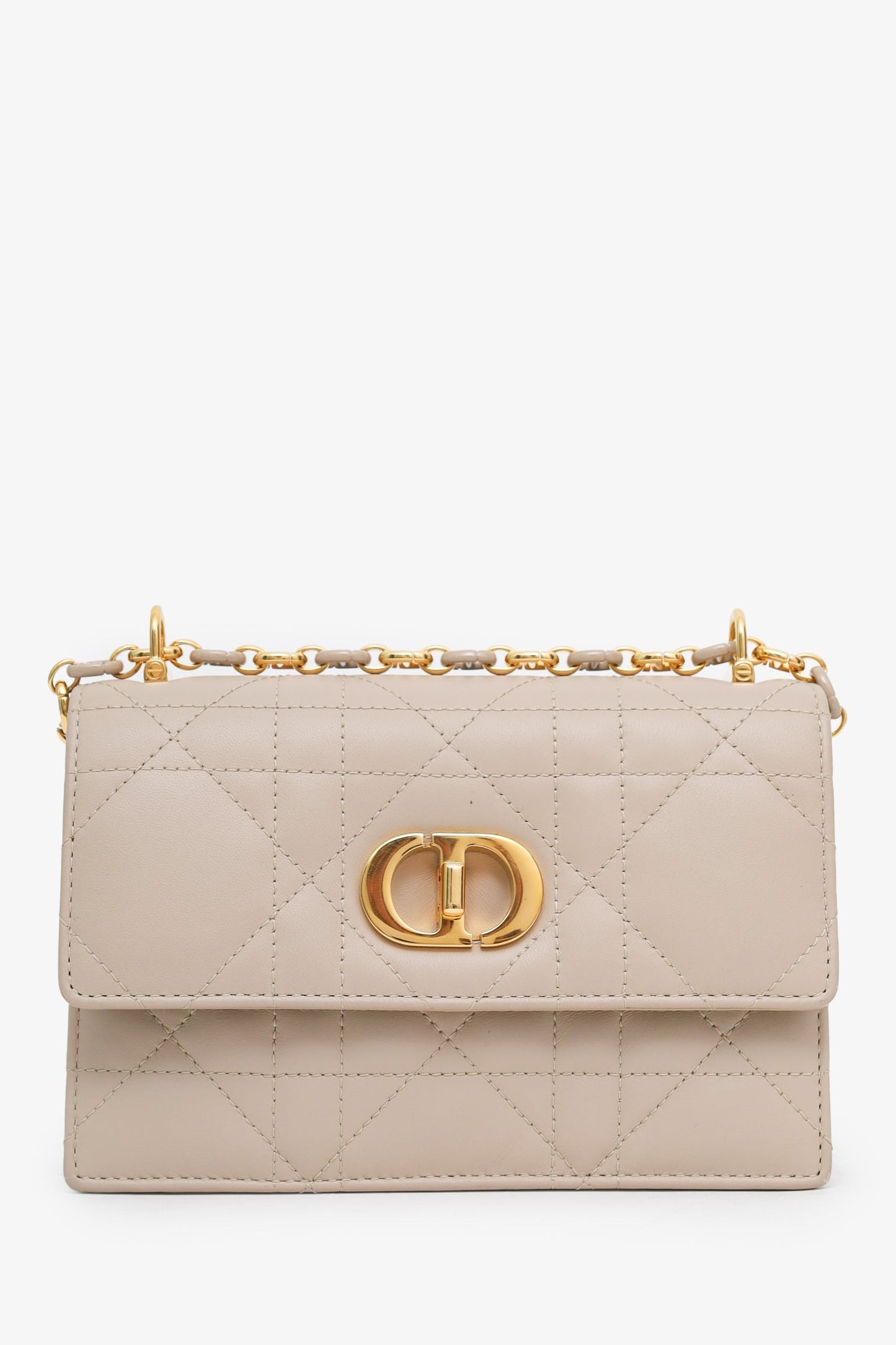 Christian Dior 2023 Beige Lambskin Macrocannage Mini Miss Caro Bag