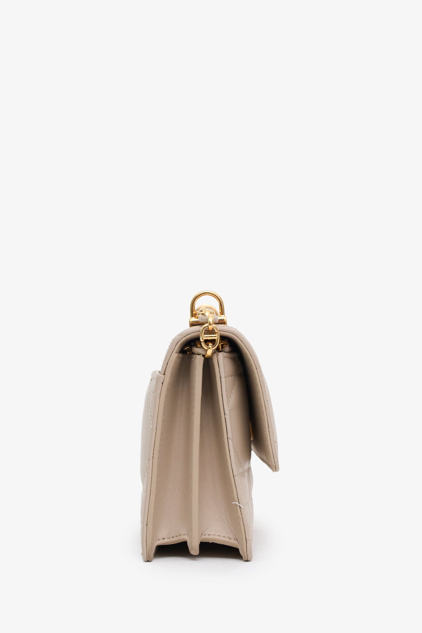 Christian Dior 2023 Beige Lambskin Macrocannage Mini Miss Caro Bag