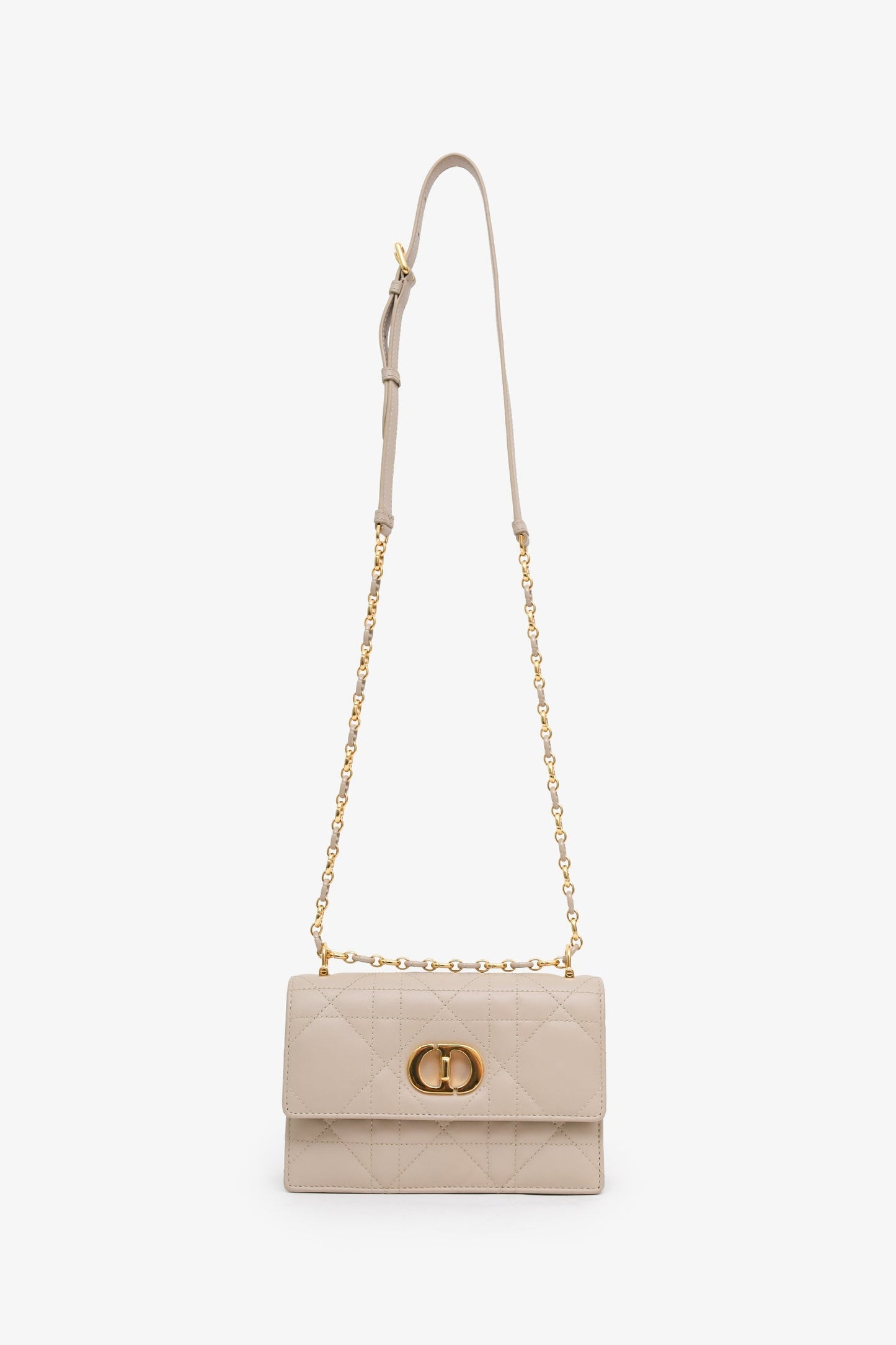Christian Dior 2023 Beige Lambskin Macrocannage Mini Miss Caro Bag