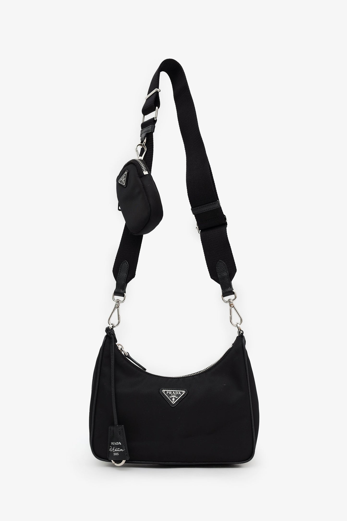 Prada Black Re-Nylon Re-Edition 2005 Bag With Strap + Pouch