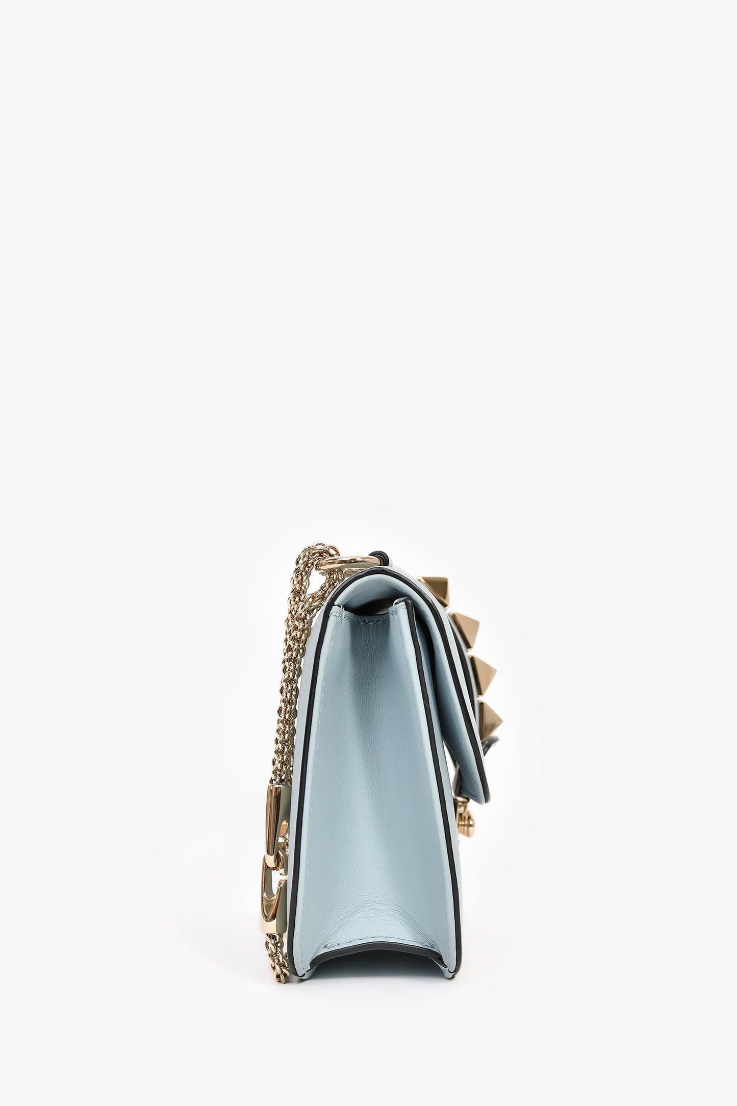 Valentino Blue Leather Roman Stud Shoulder Bag