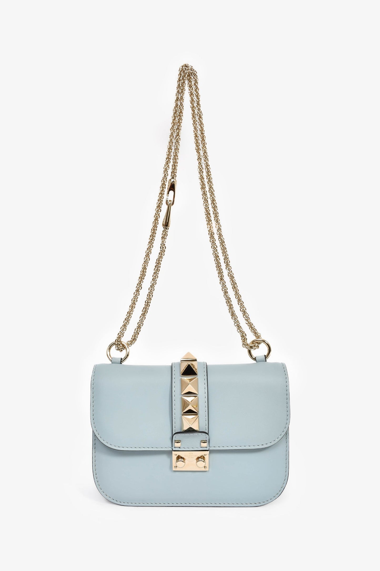 Valentino Blue Leather Roman Stud Shoulder Bag