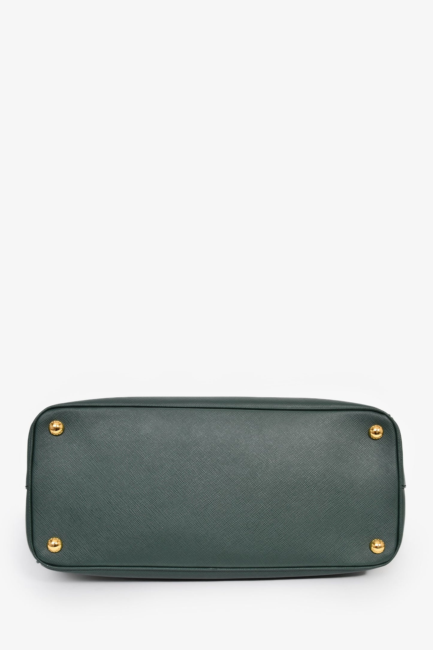 Prada Dark Green Saffiano Leather Double Zip Large Galleria wtih Strap