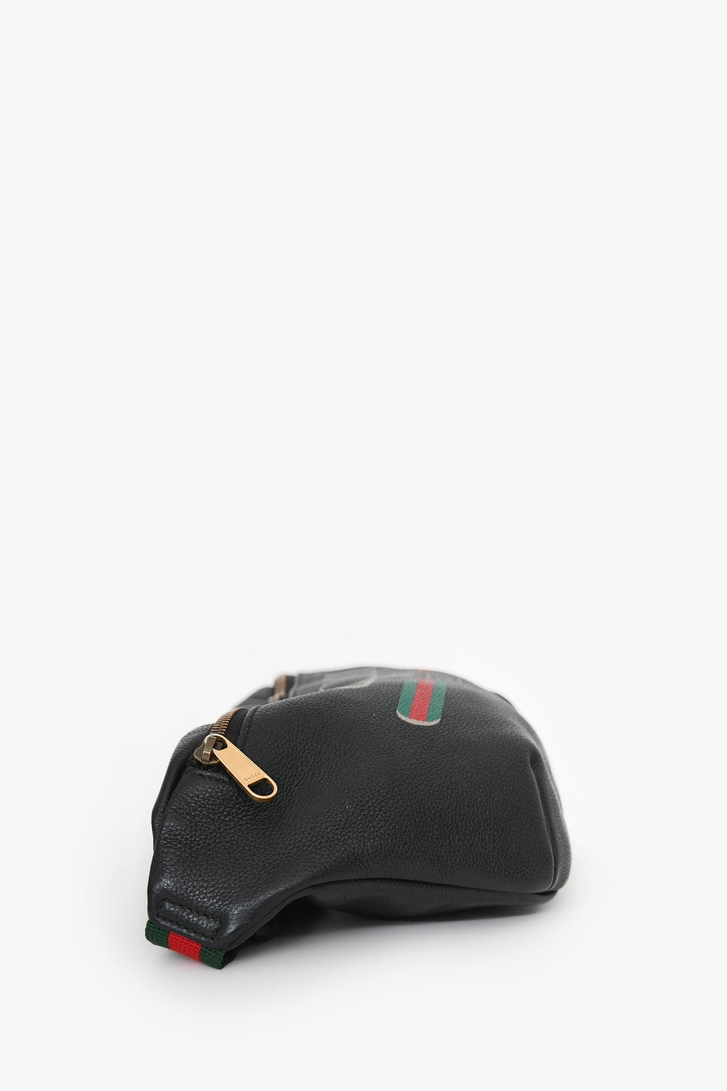 Gucci Black Leather Web Strap Belt Bag
