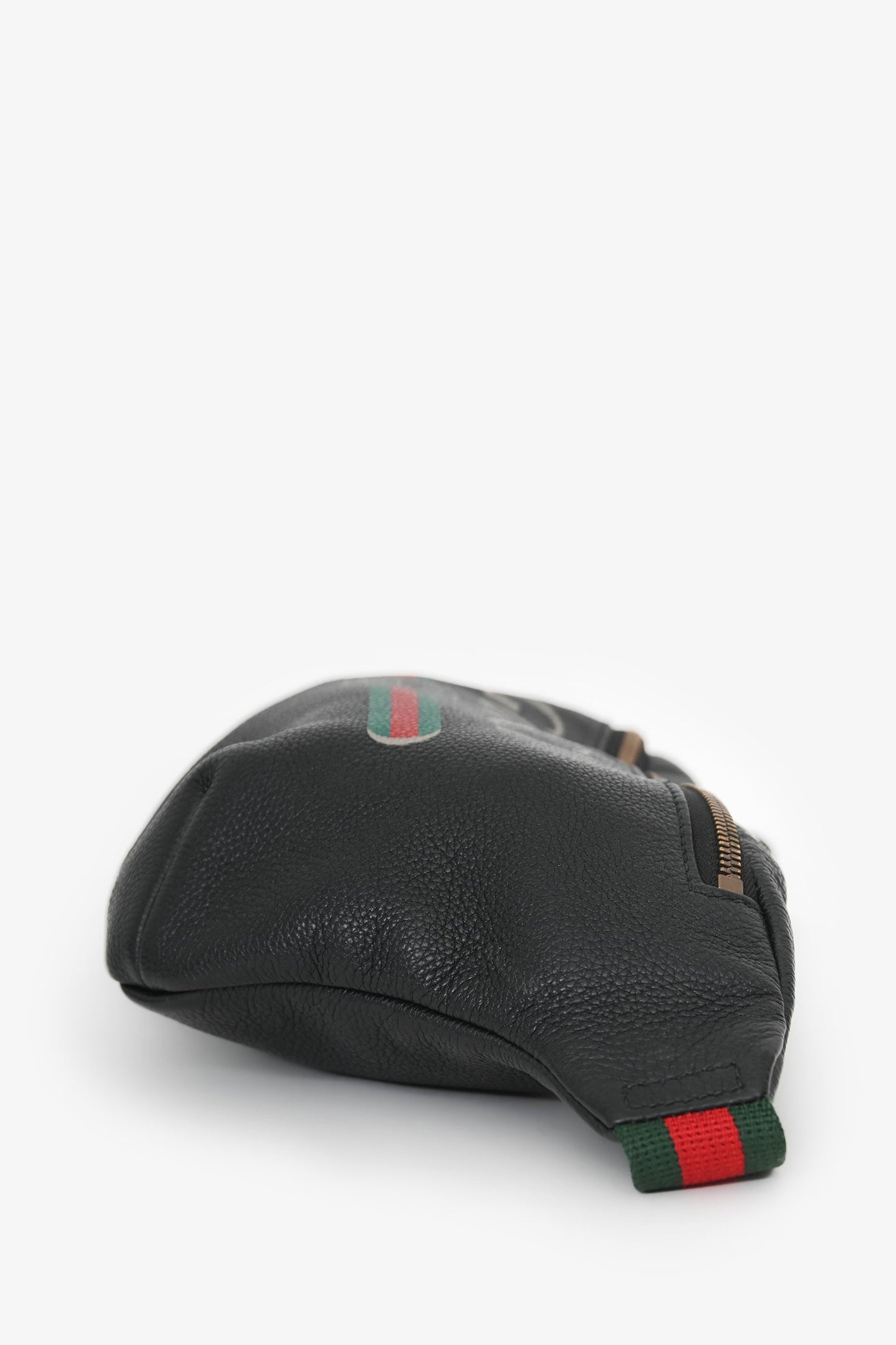 Gucci Black Leather Web Strap Belt Bag