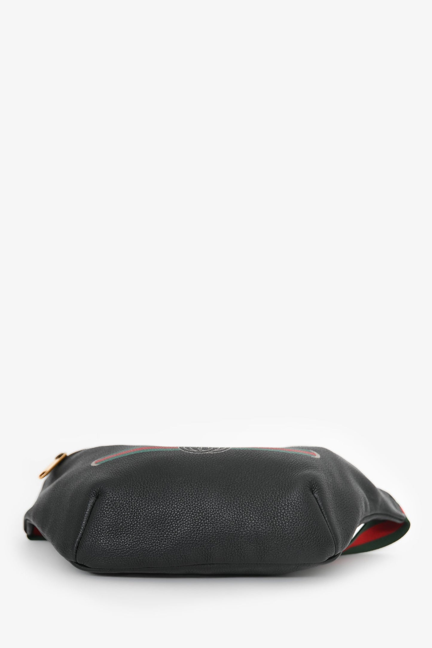 Gucci Black Leather Web Strap Belt Bag