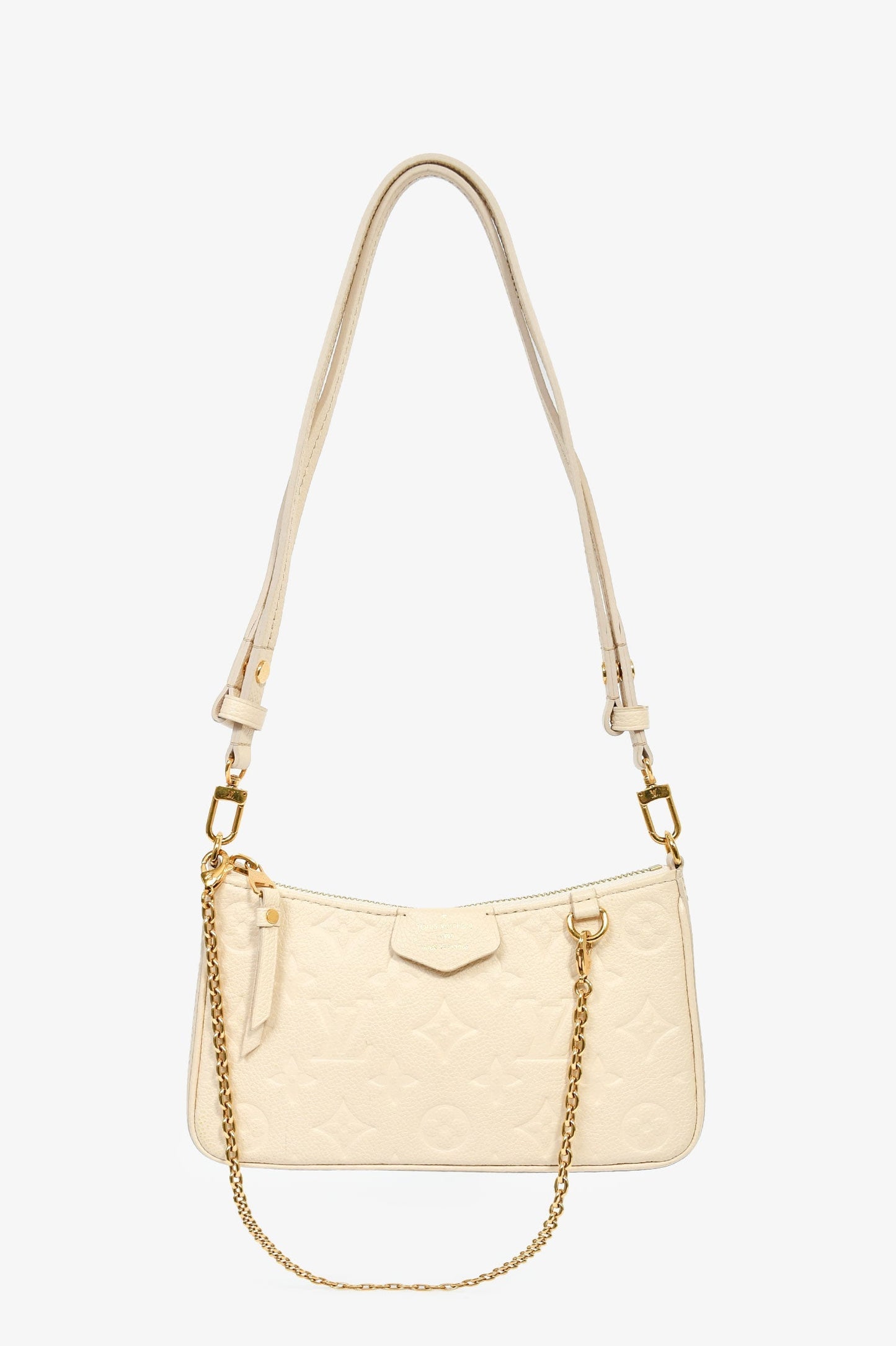 Louis Vuitton Cream Monogram Empreinte 'Easy Pouch' On Strap Bag