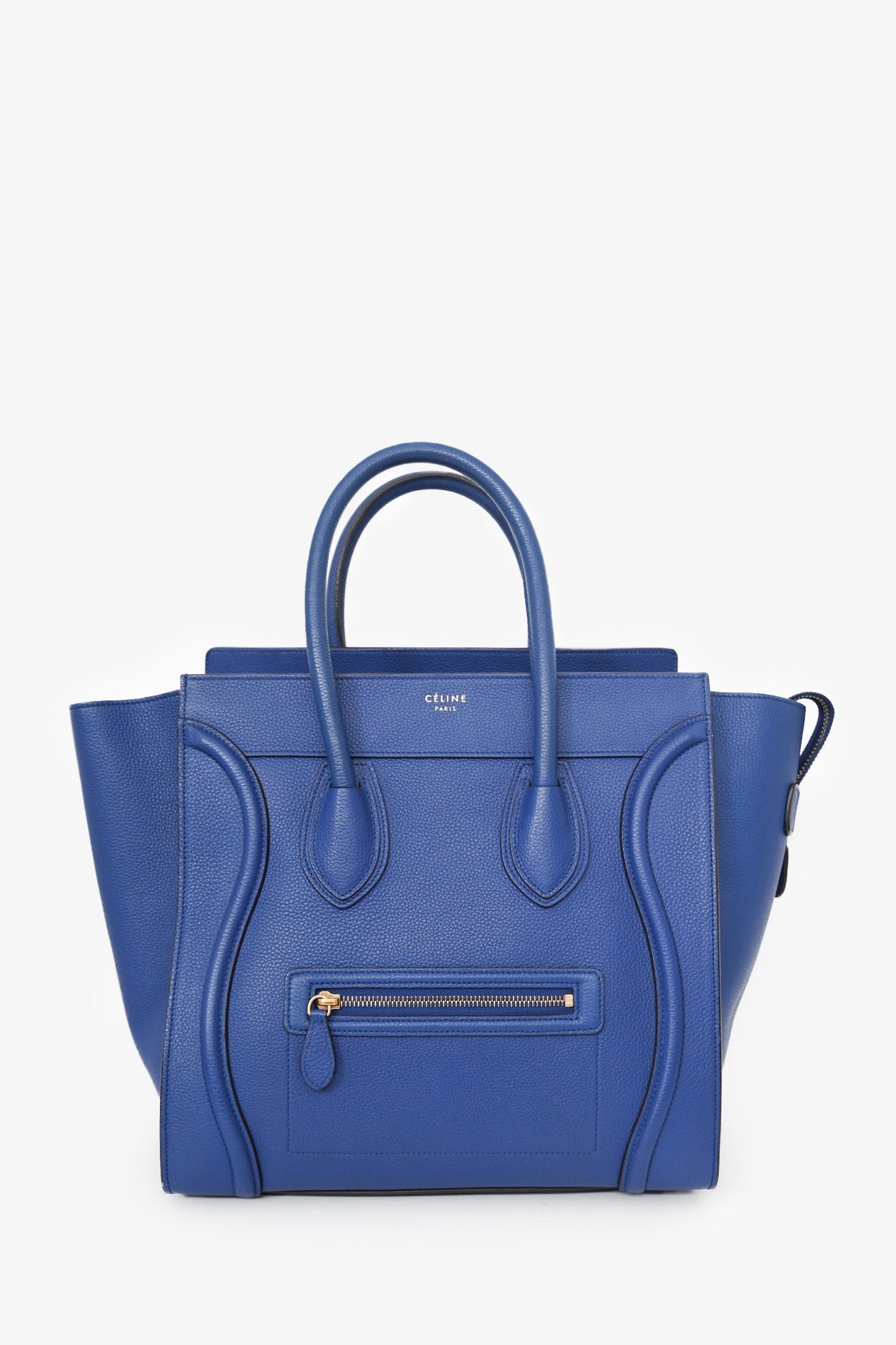 Celine Electric Blue Grained Leather Mini Luggage Tote