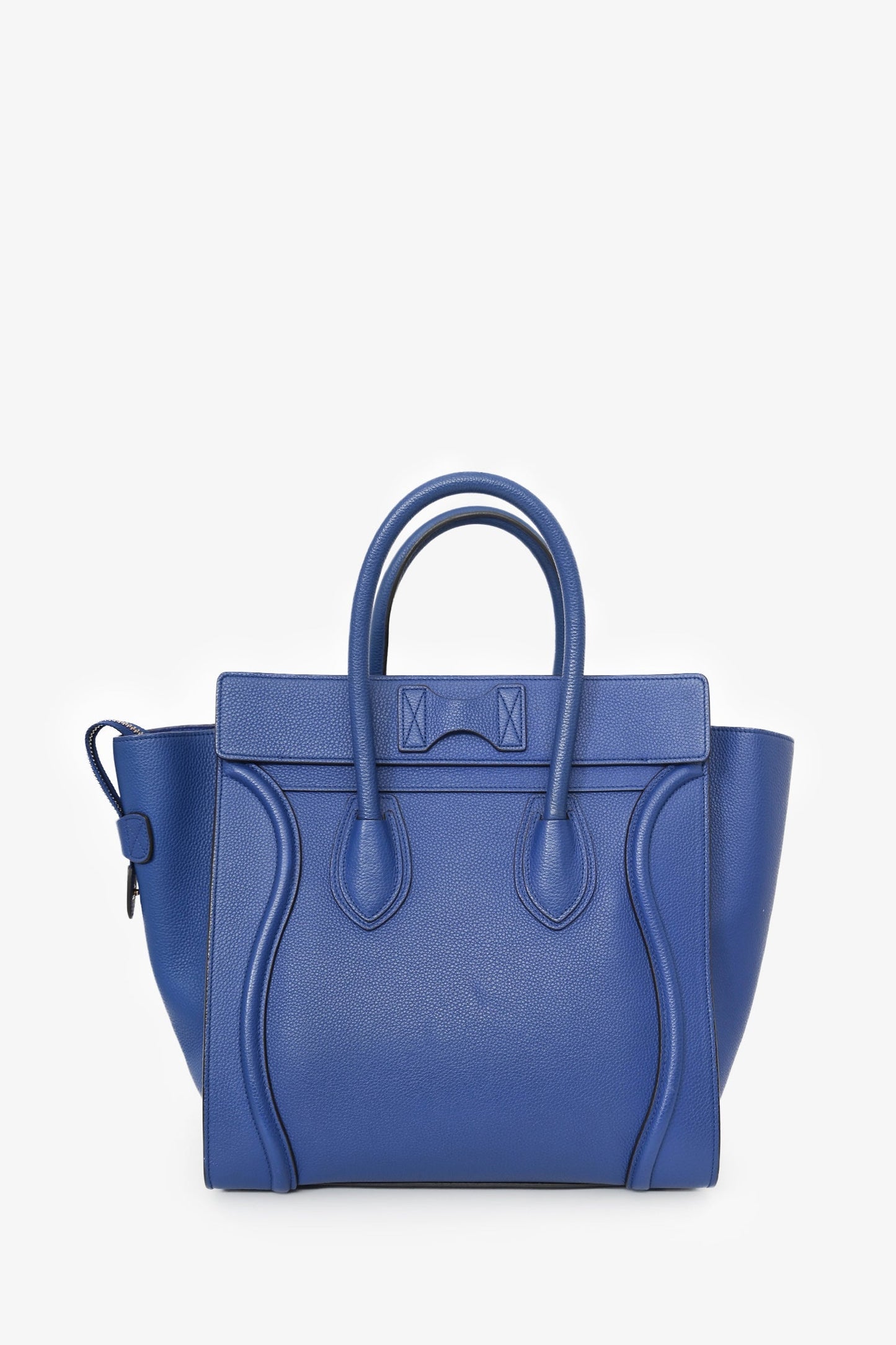 Celine Electric Blue Grained Leather Mini Luggage Tote